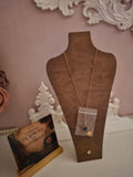 Ladies Gold Necklace with Emerald Green Heart and Gold Circle Pendant