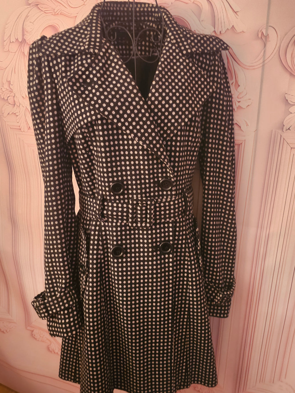 Ladies Polk Dot Next Double Breasted Wool Coat