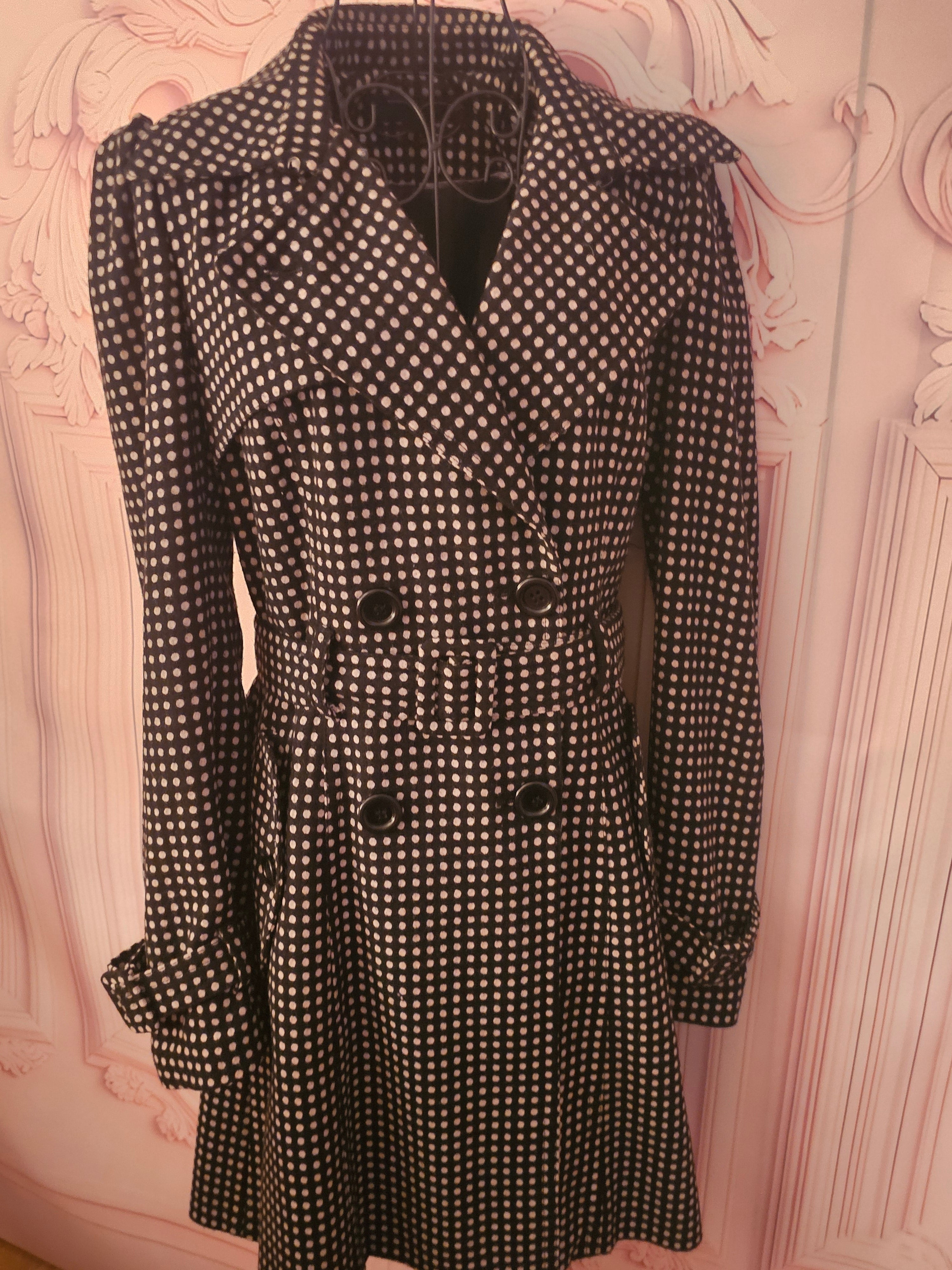 Ladies Polk Dot Next Double Breasted Wool Coat
