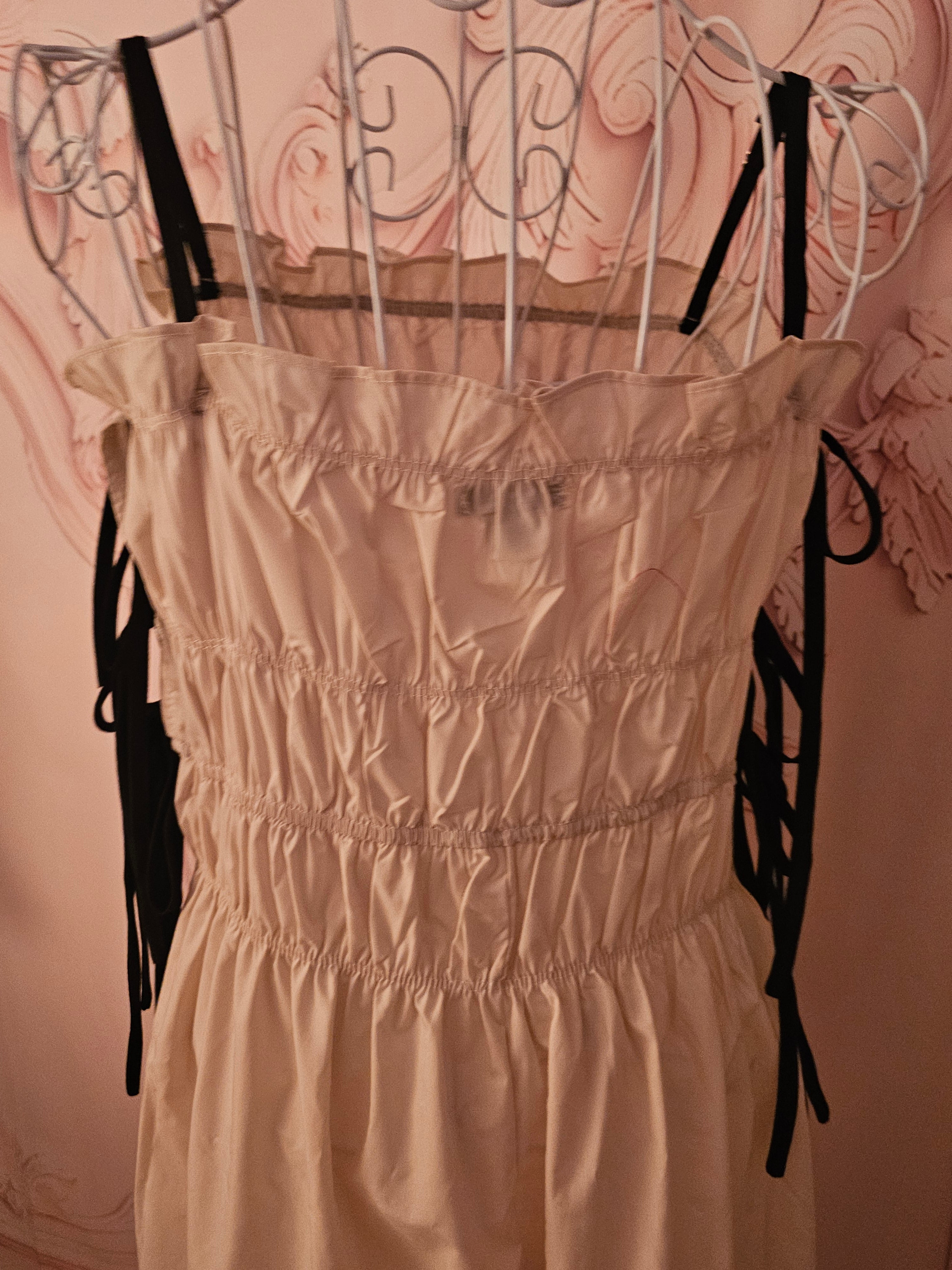 Ladies Boohoo Cream & Black Cotton Maxi Dress