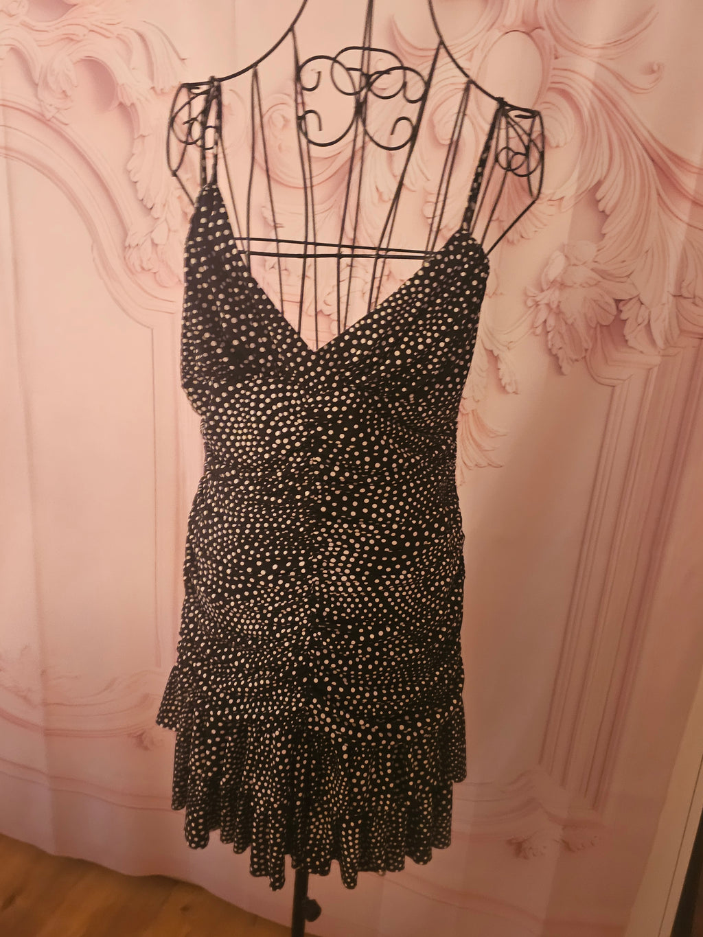 Ladies Jessica McClintock black and white Polka dot dress