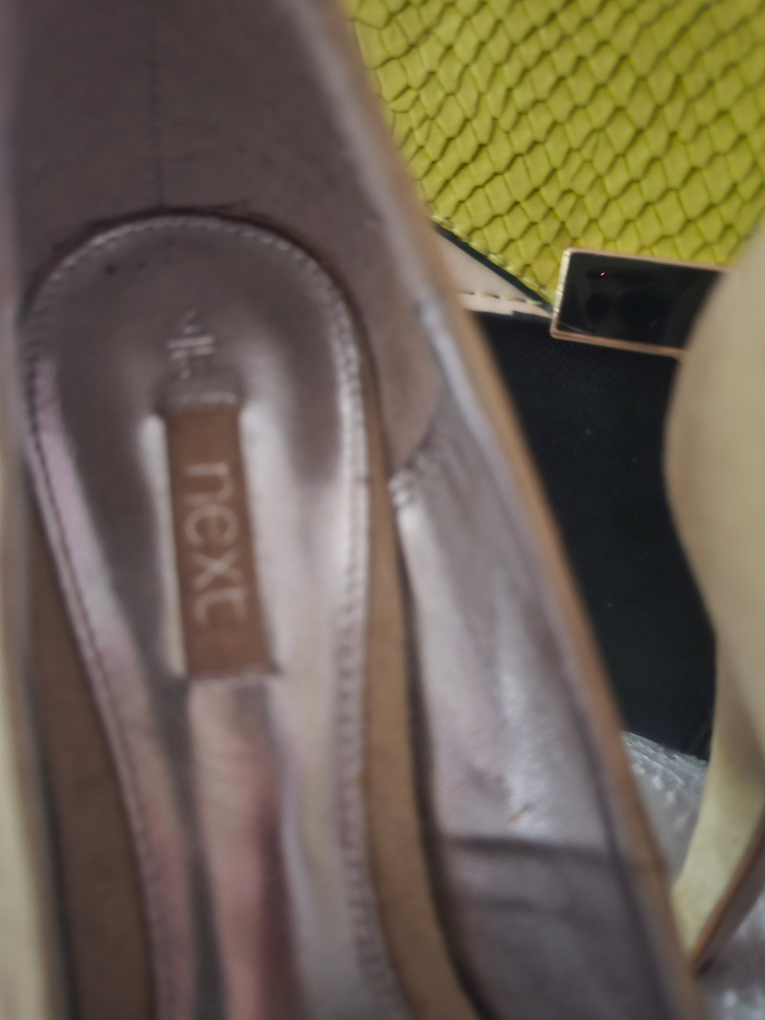 Ladies Next Lime Green Suede Peep Toe Heels