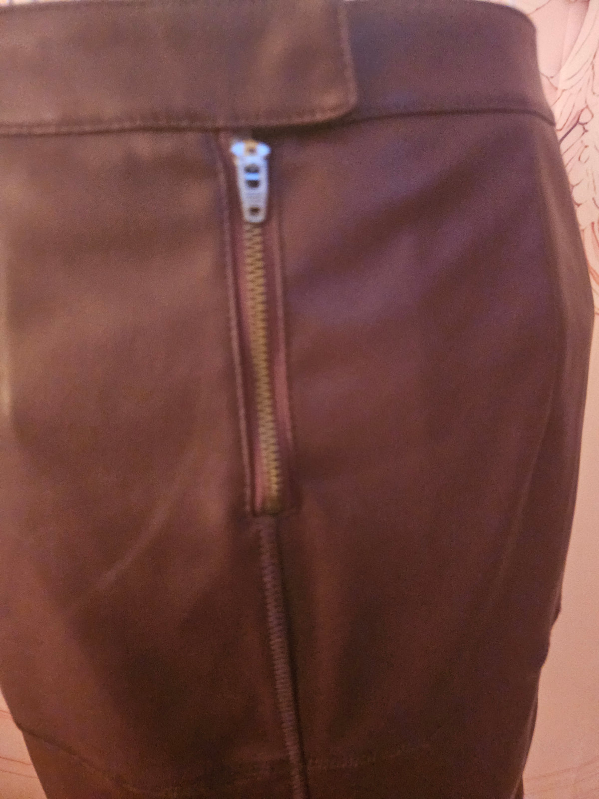 Ladies Viva Leather Look Mauve Skirt