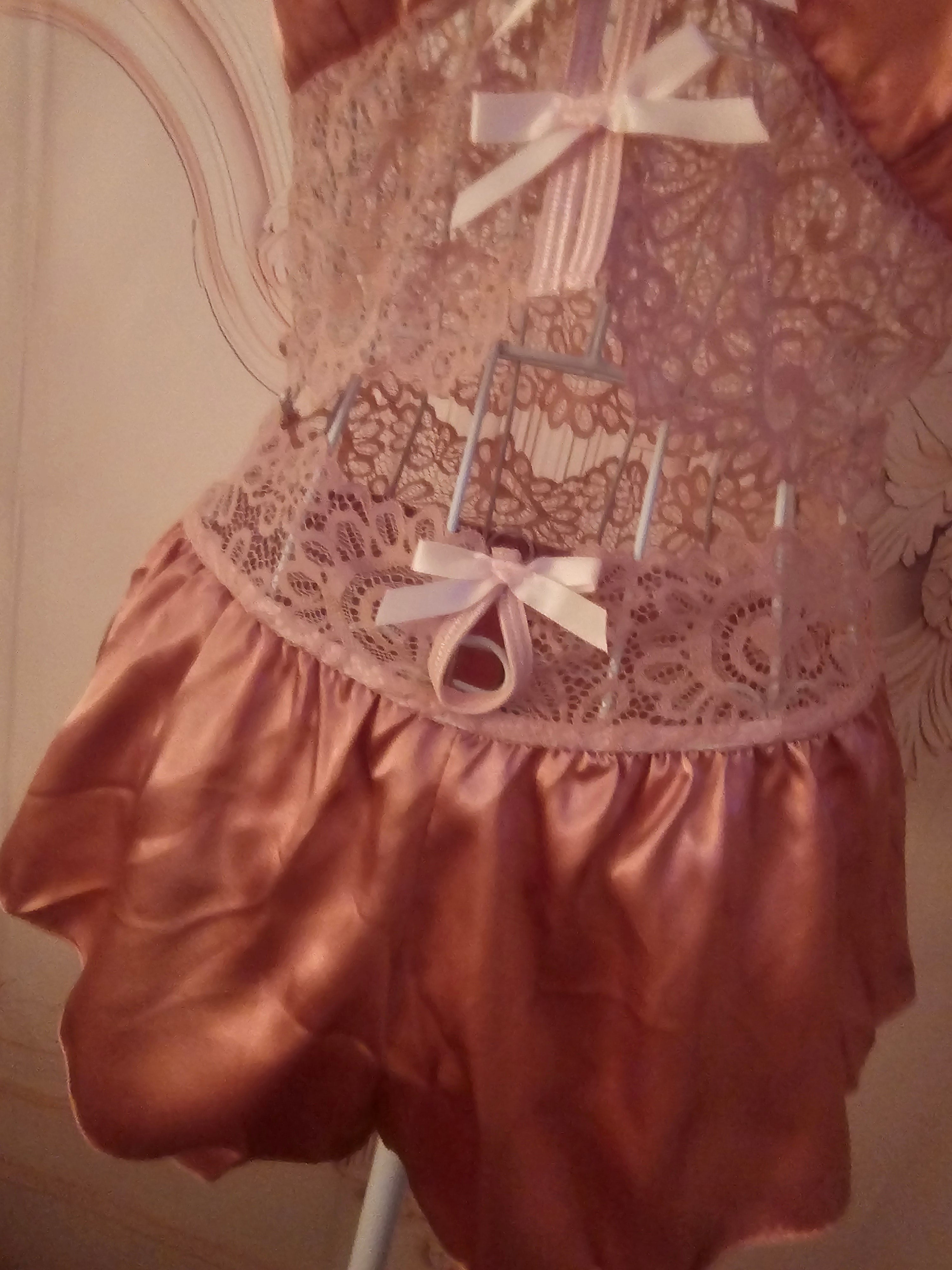 Ladies Satin Dusky Pink Baby Doll Crop Top & French Satin Knickers Underwear Set