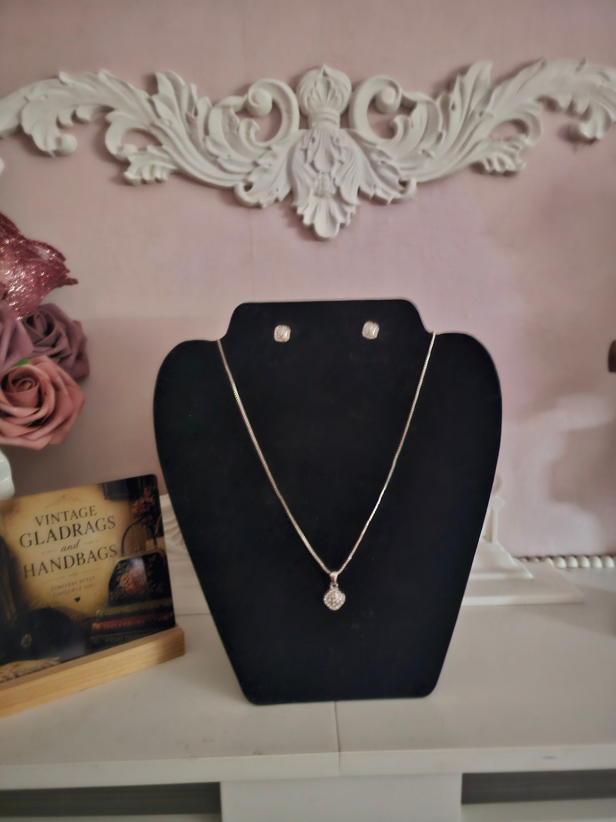 Ladies Silver Jewellery Set with Necklace and Matching Earrings