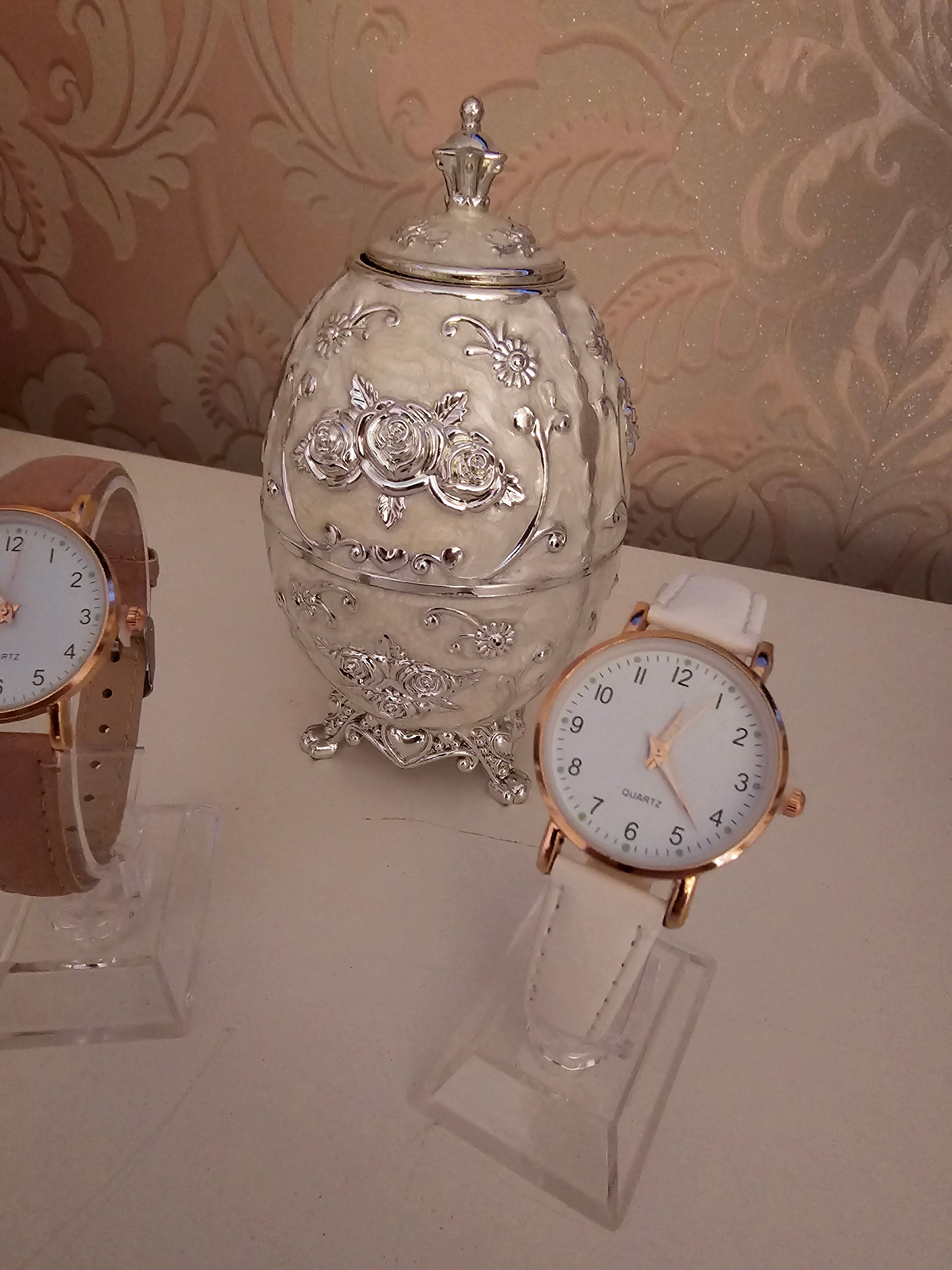 Ladies White & Pink Large Face Watches x2
