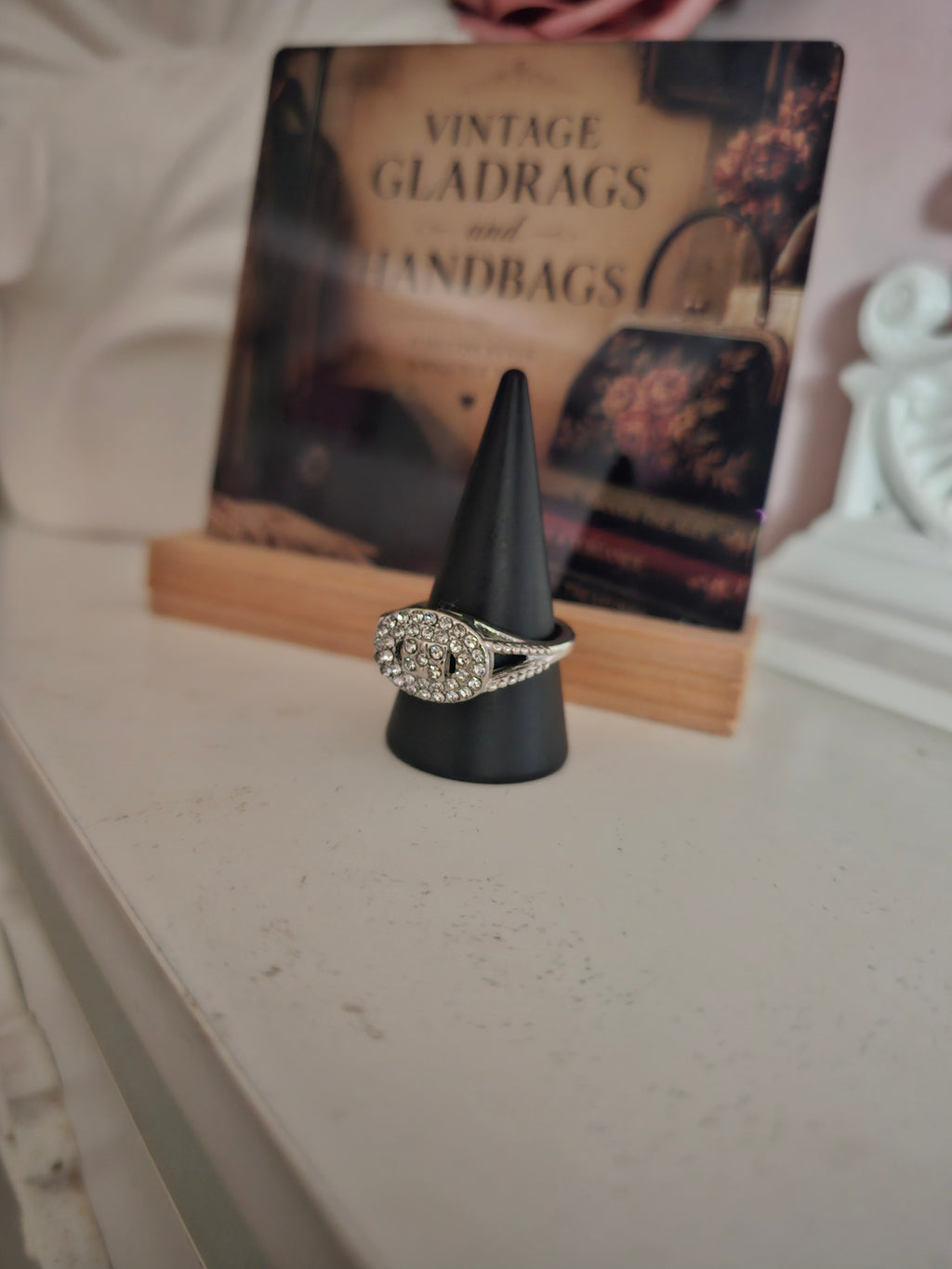 Ladies Silver Diamonte Dress Ring