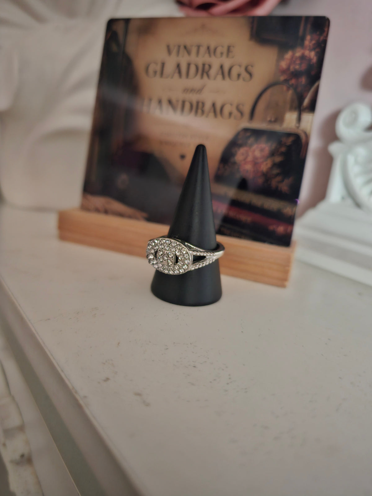Ladies Silver Diamonte Dress Ring