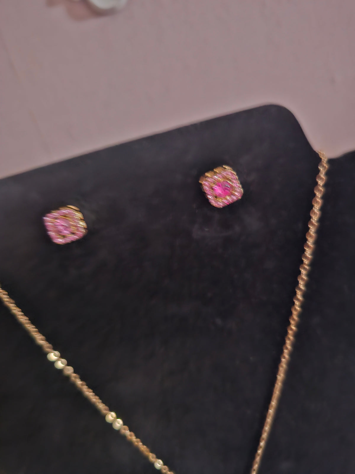 Ladies Pink Square Diamonte Jewellery Set