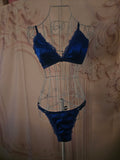 Ladies Royal Blue Satin Underwear Set