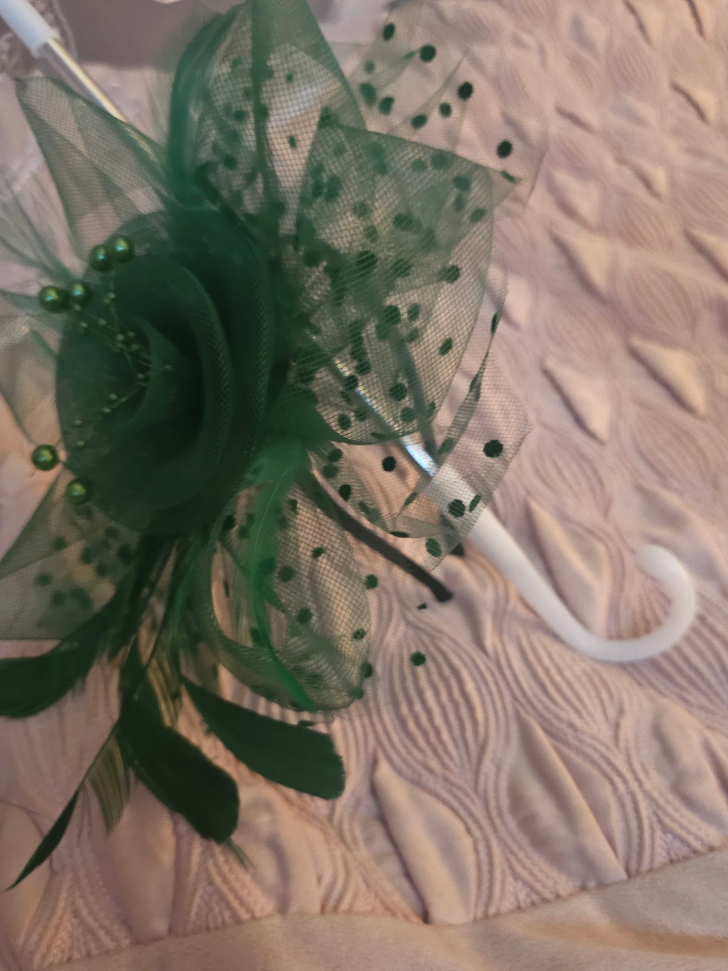 Ladies Bottle Green Reversible Fascinator