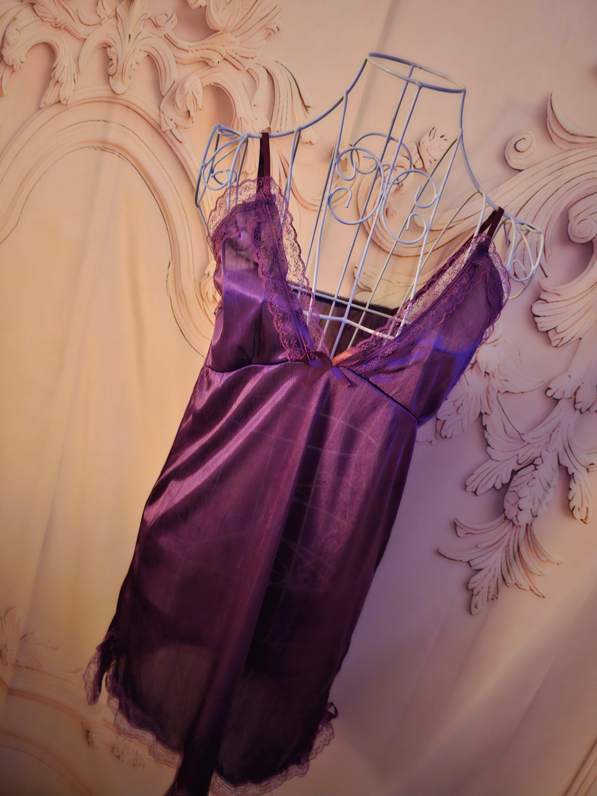 Ladies Purple Satin Negligee