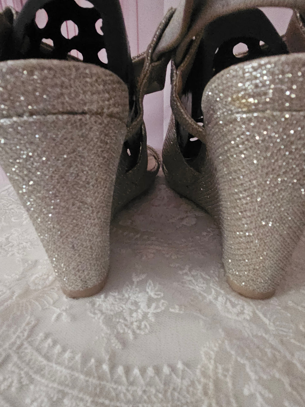 Ladies Forever Comfort by Next Gold Sparkly Wedges