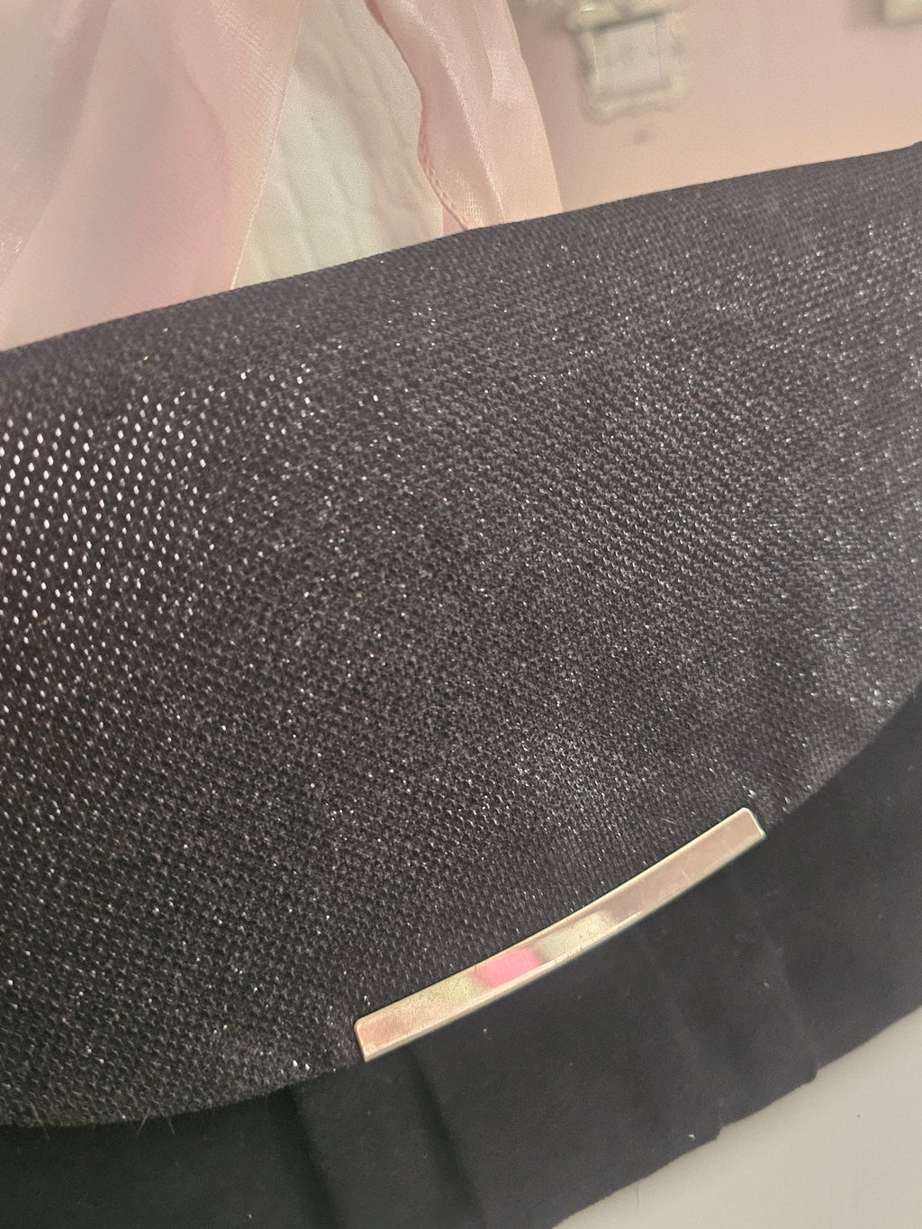 Ladies Black glittered & suede Clutch Bag