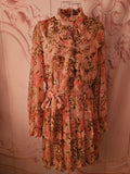 River Island Peach Floral Ra Ra Dress with Detachable Belt — Size 12