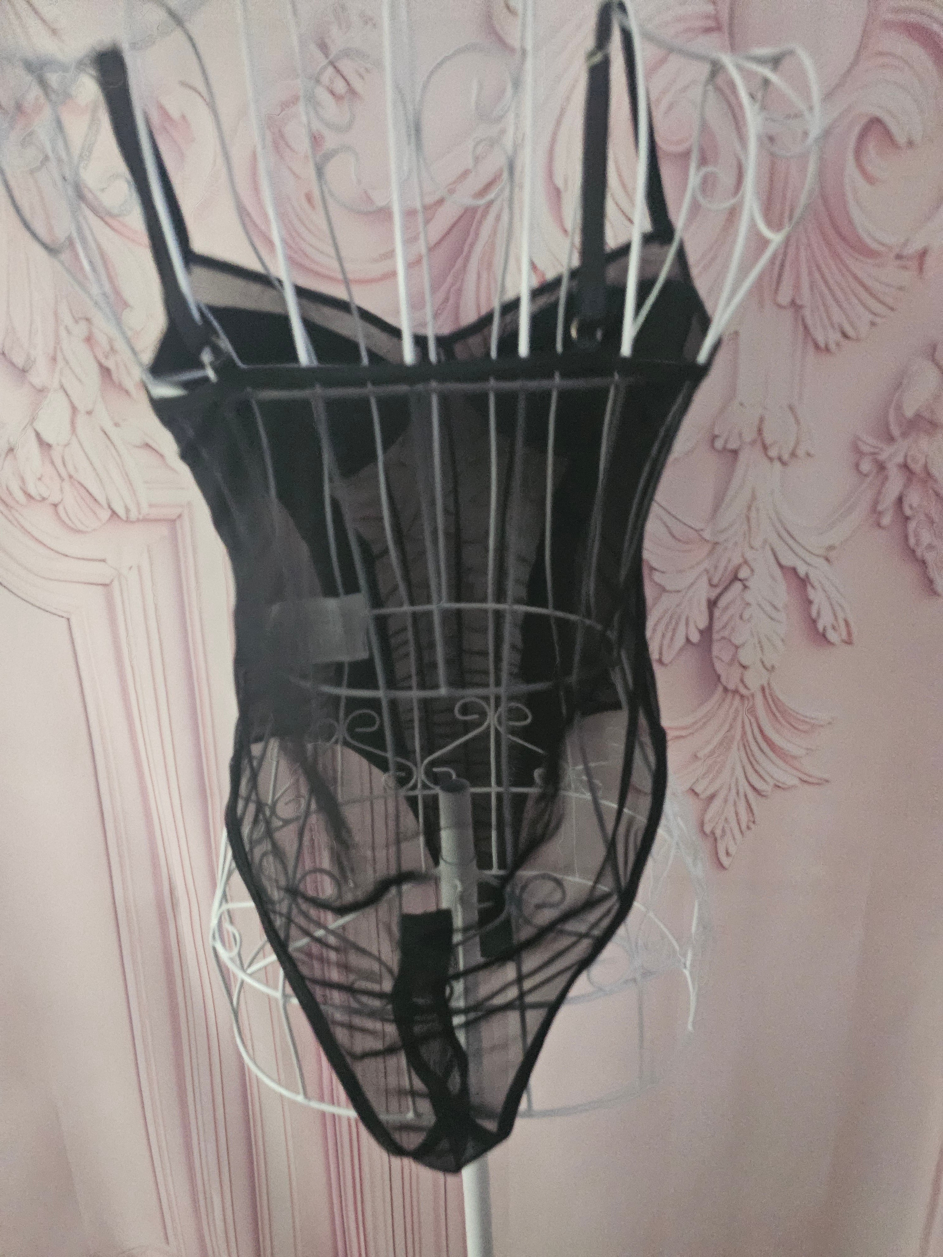 Ladies Black Mesh Lingerie Bodysuit