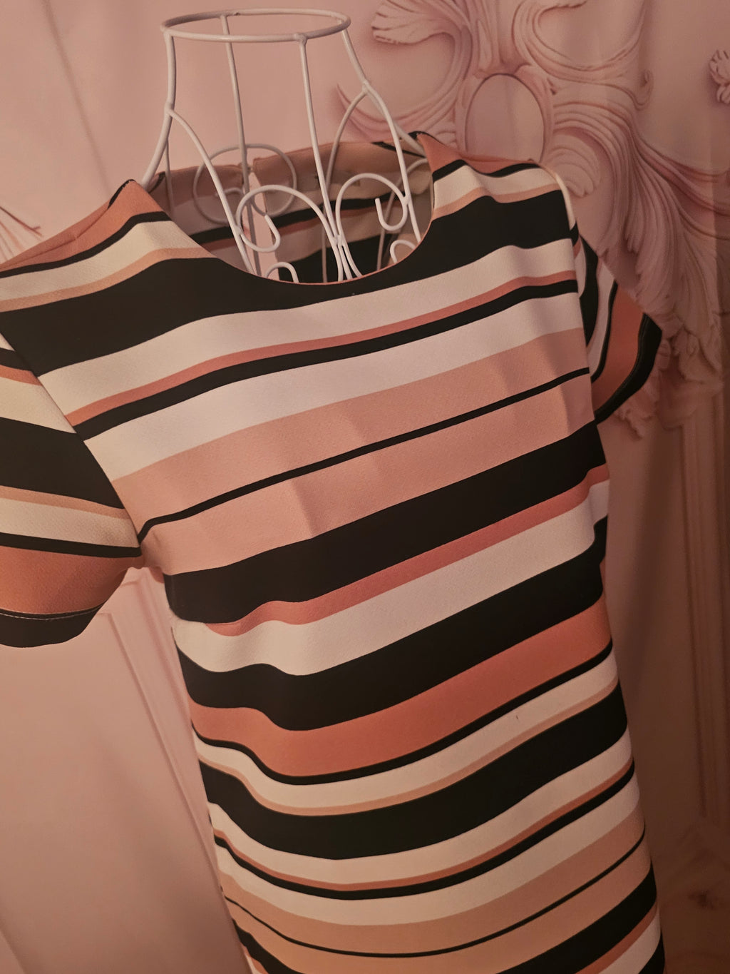 Ladies pink, navy blue & cream stripped dress