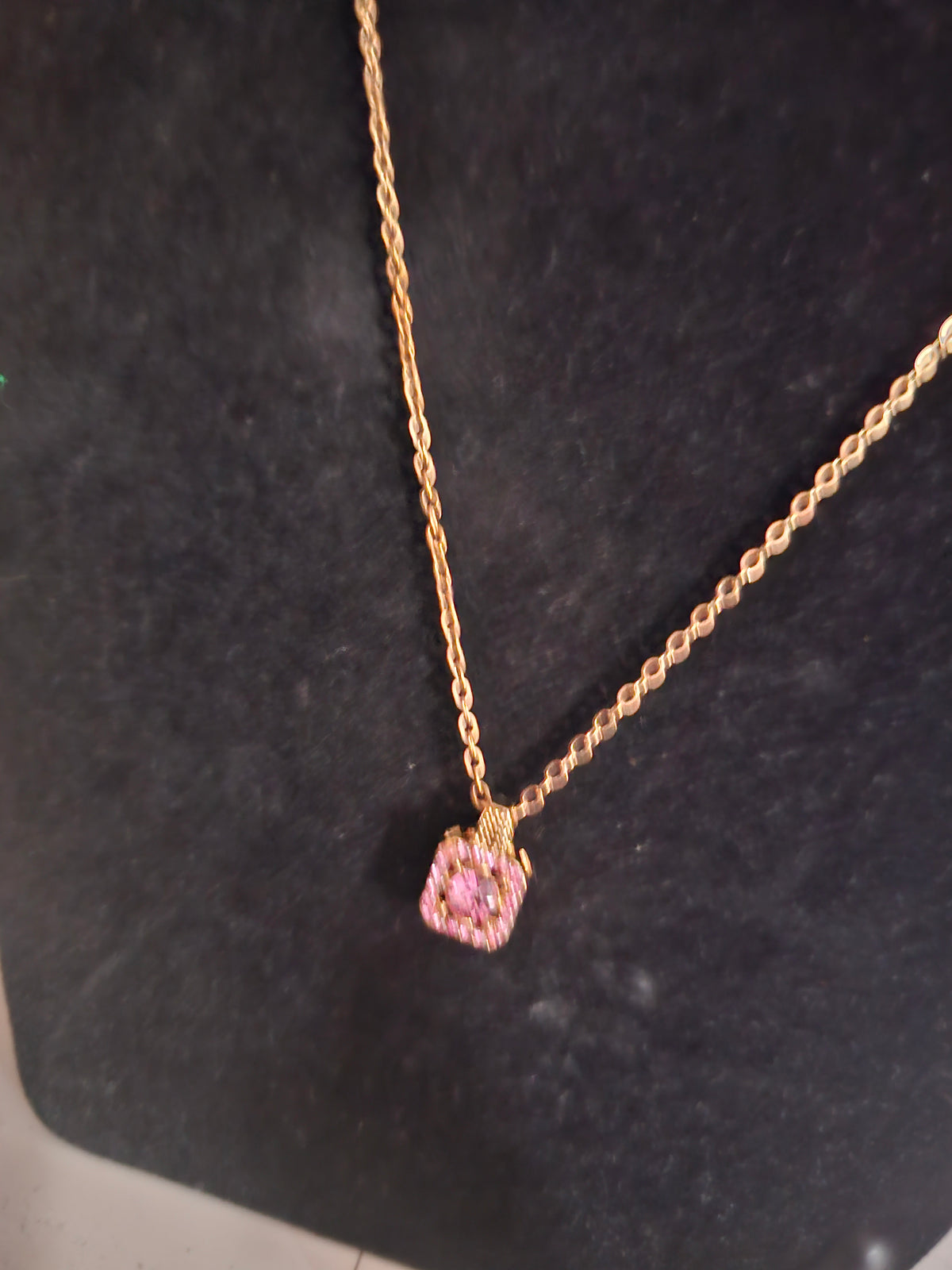 Ladies Pink Square Diamonte Jewellery Set