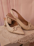 Ladies Cream Wide fit Sling backs Block Heels