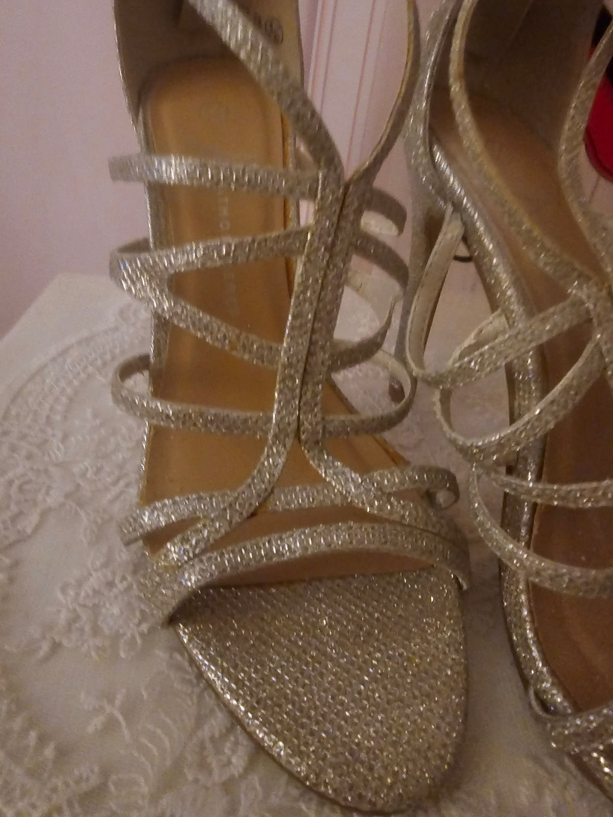 Ladies Gold Strappy Classy Heels