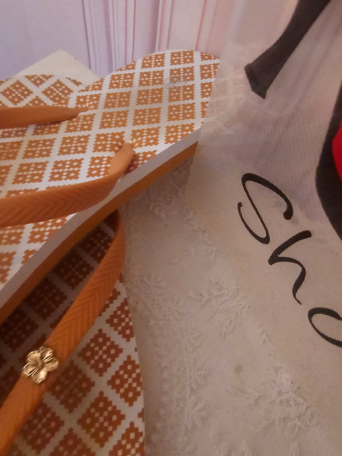 Ladies Orange thong toed Flip Flops