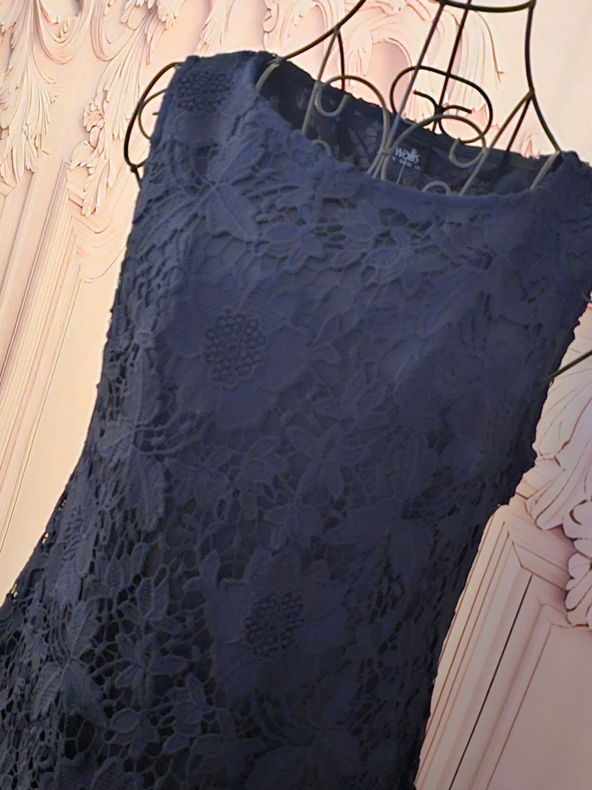 Ladies Navy Blue Wallis Lacy Evening Dress