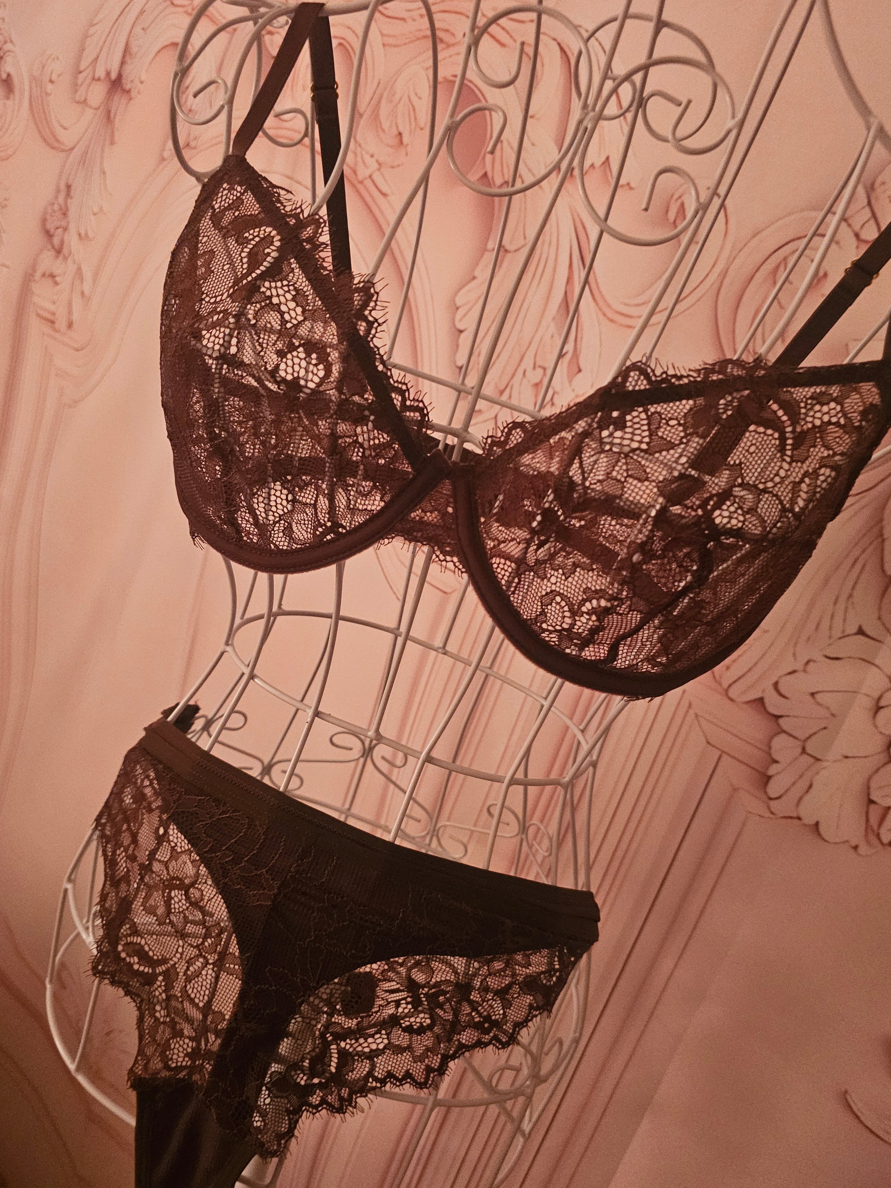 Ladies Brown Lacy Underwear Set