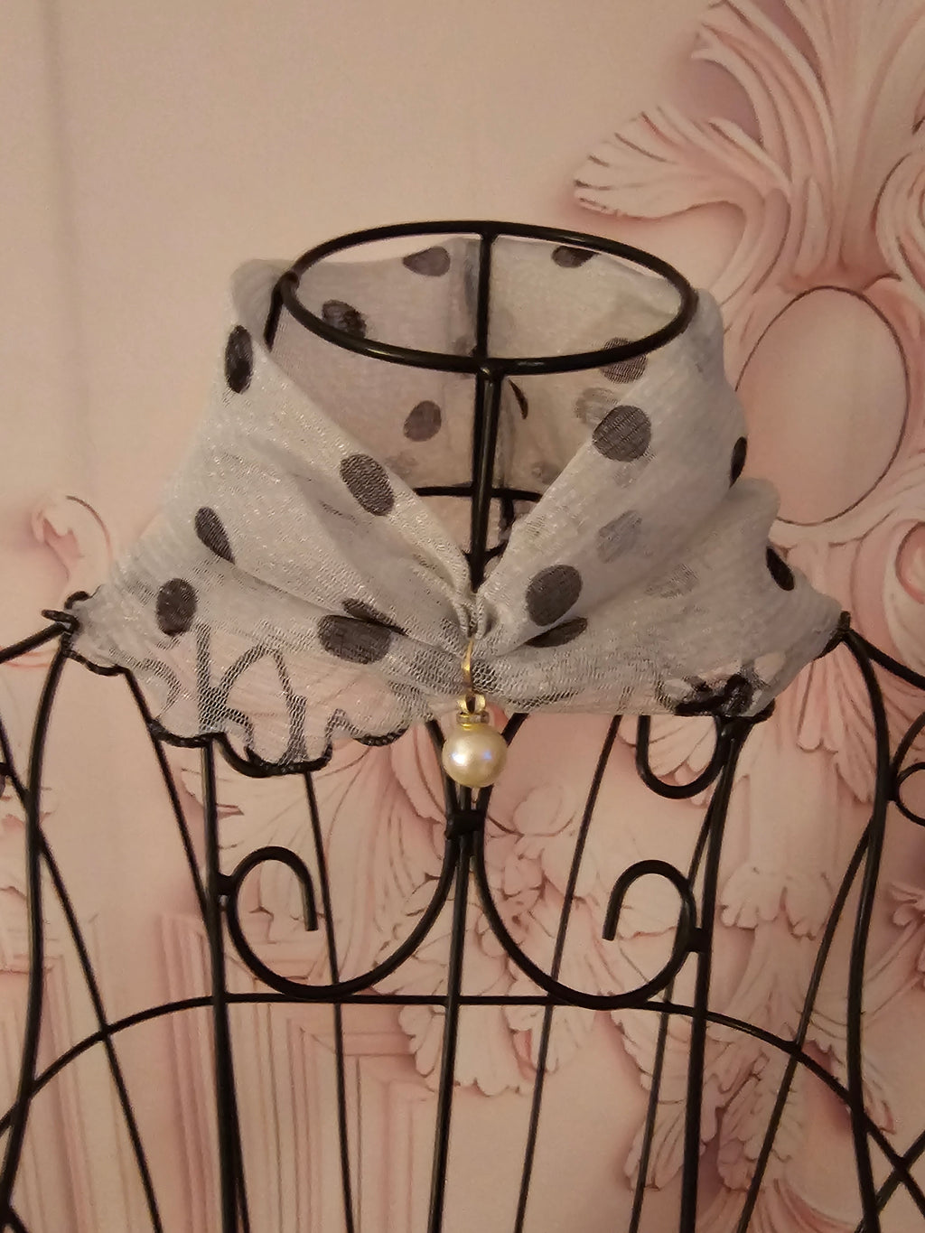 Ladies fancy Black and White Polka Dot Neck Scarf