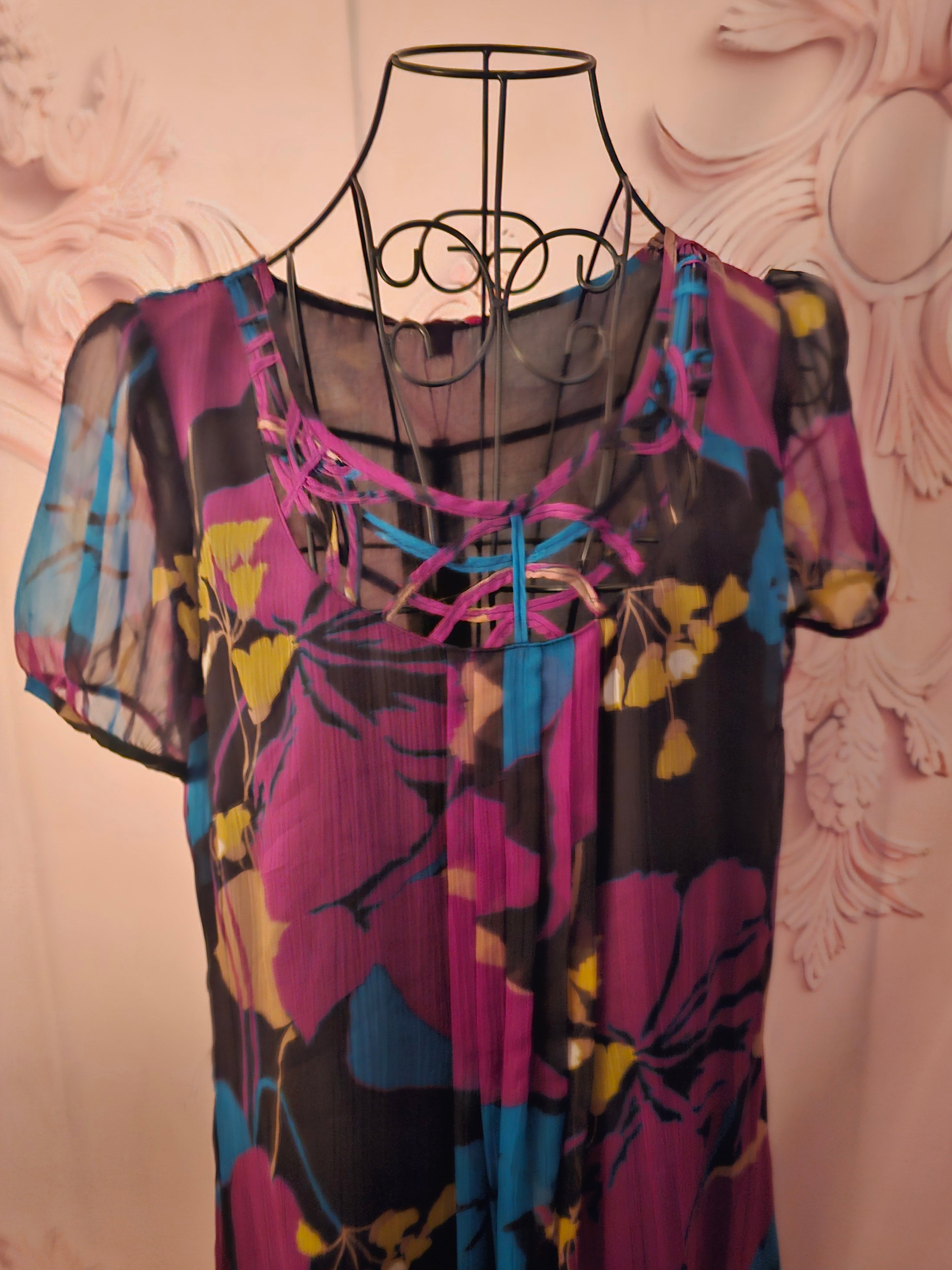 Ladies Monsoon Chiffon Lined Multi coloured print Dress
