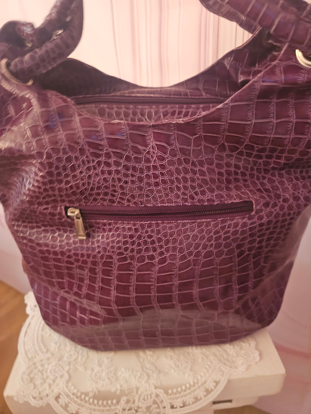 Ladies Mauve snakeskin Tote Bag