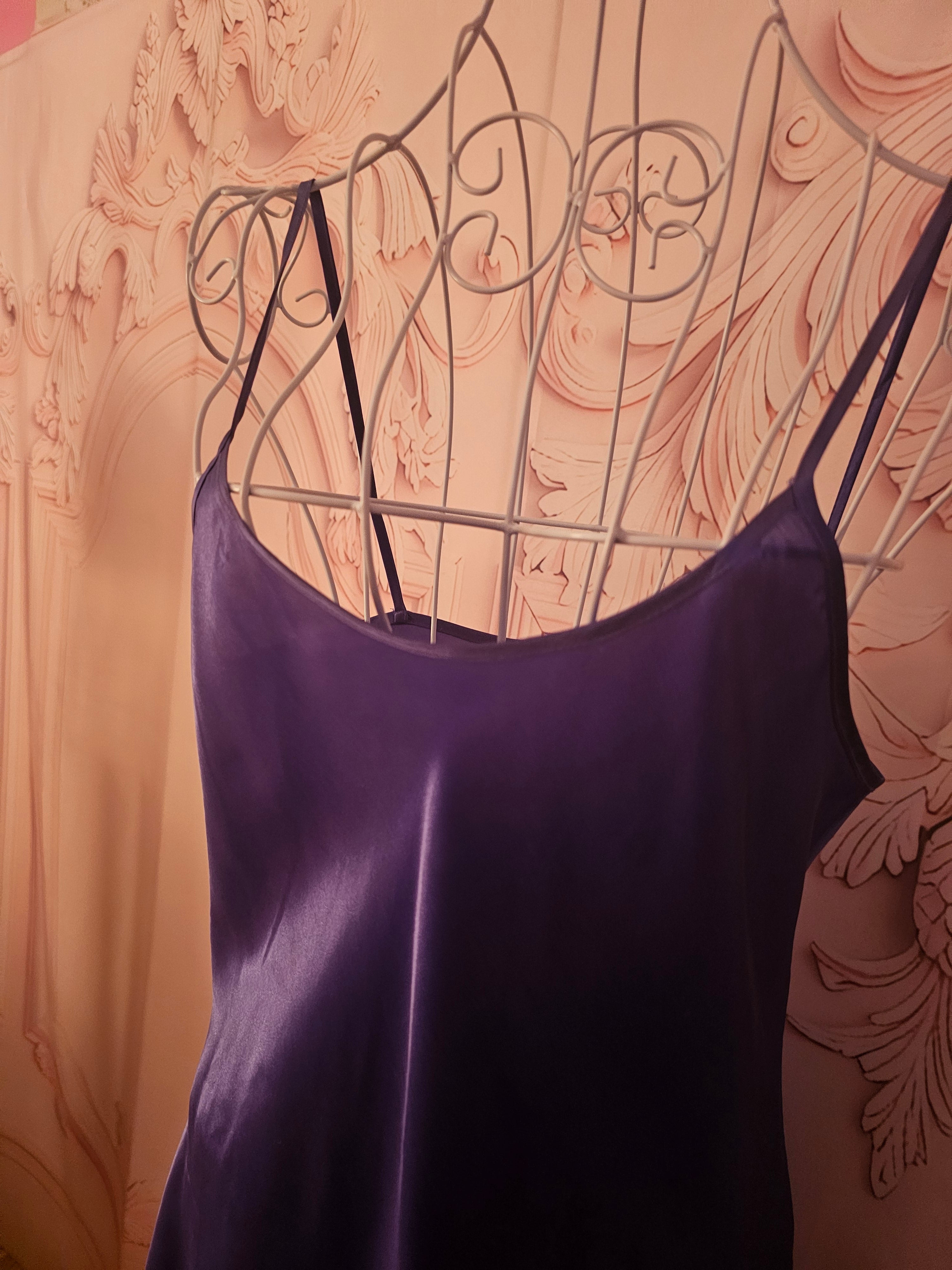 Ladies Lilac Matching Satin Cami Slip & Dressing Gown