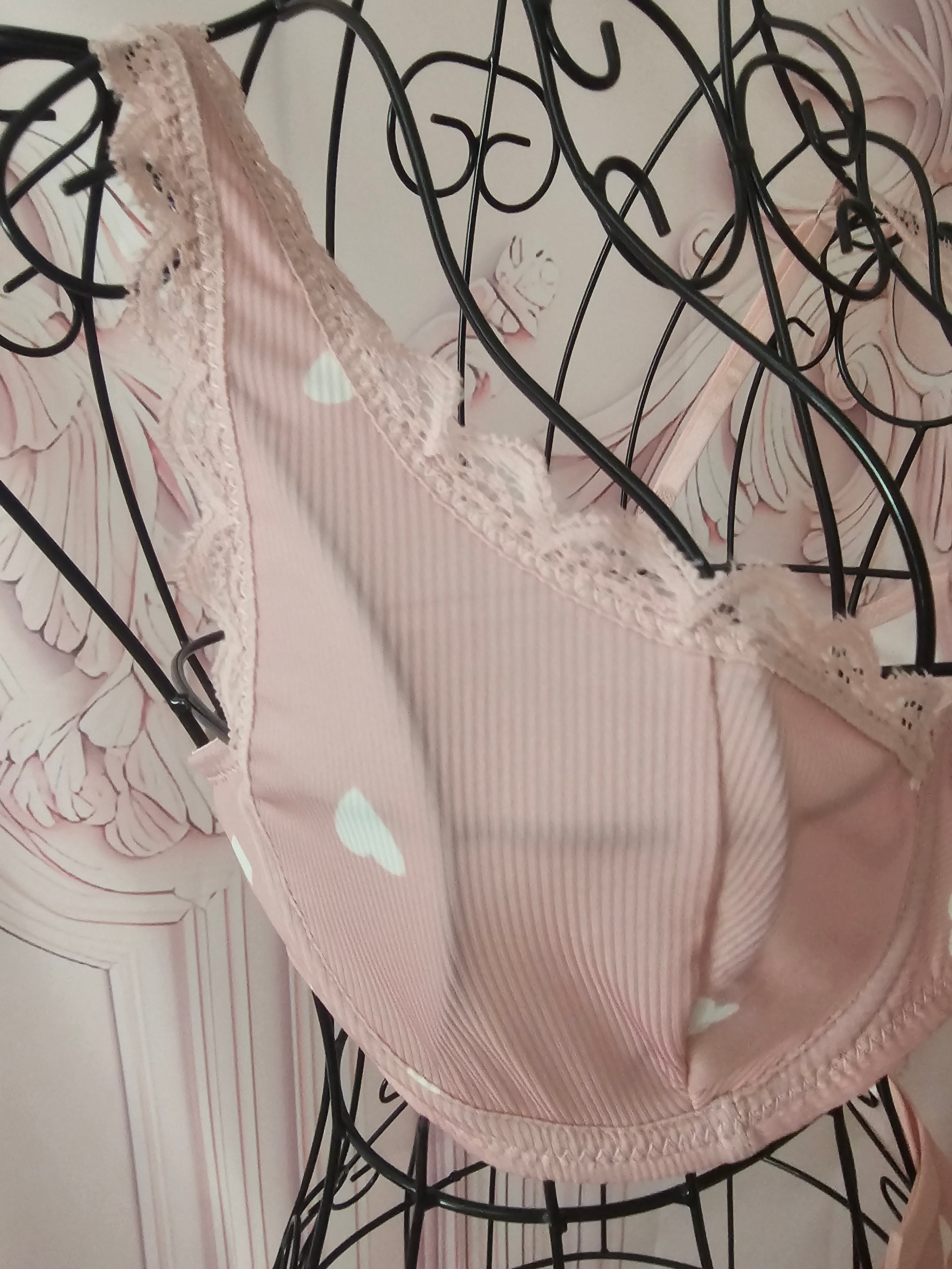 Ladies Pink & White Loveheart Underwear Set
