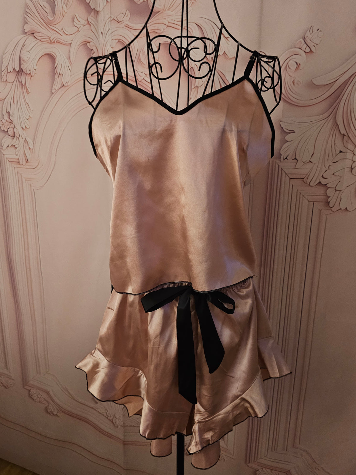 Ladies 2x Satin Cami Sets 1 x pink 1 x black