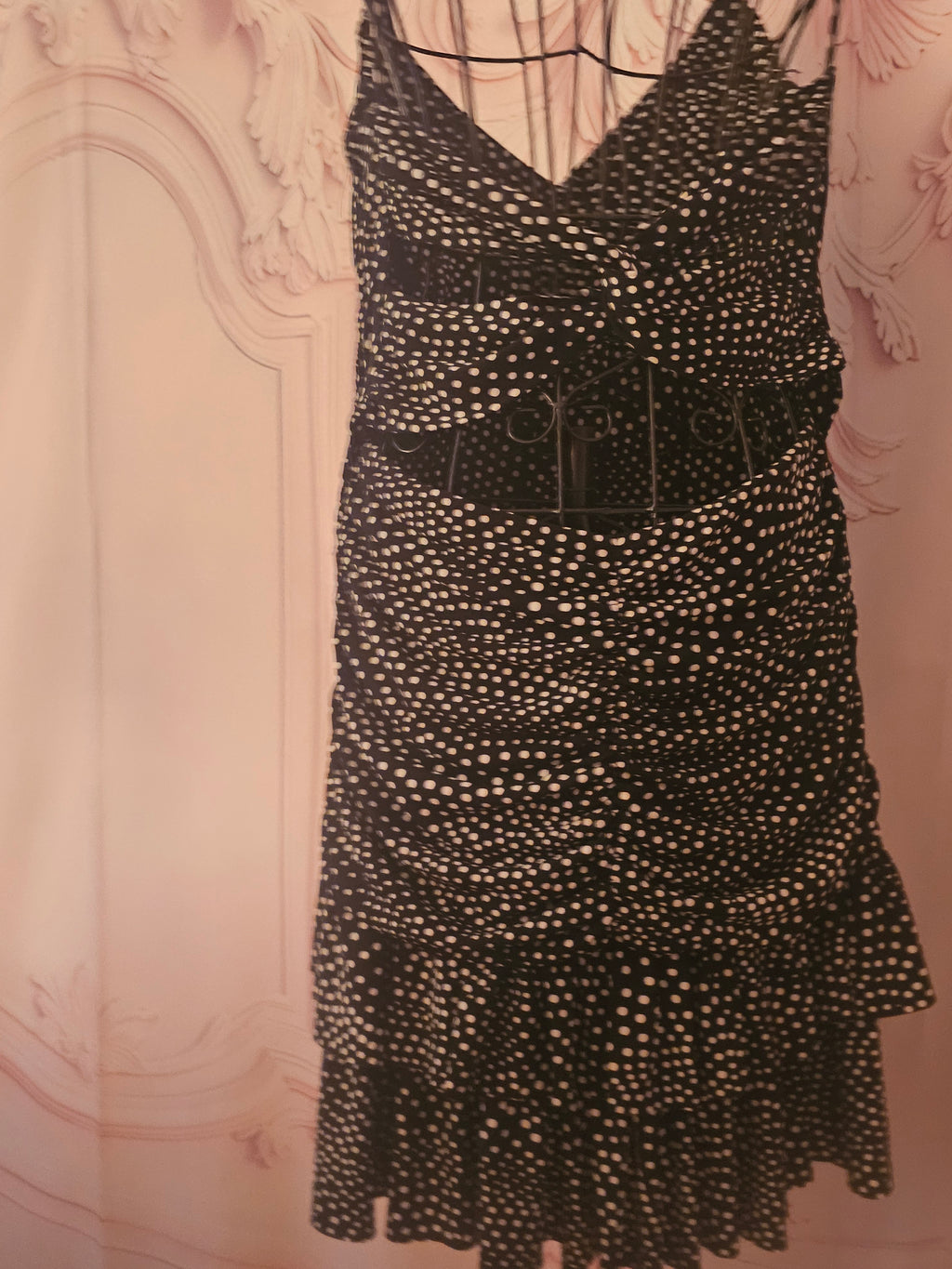 Ladies Jessica McClintock black and white Polka dot dress