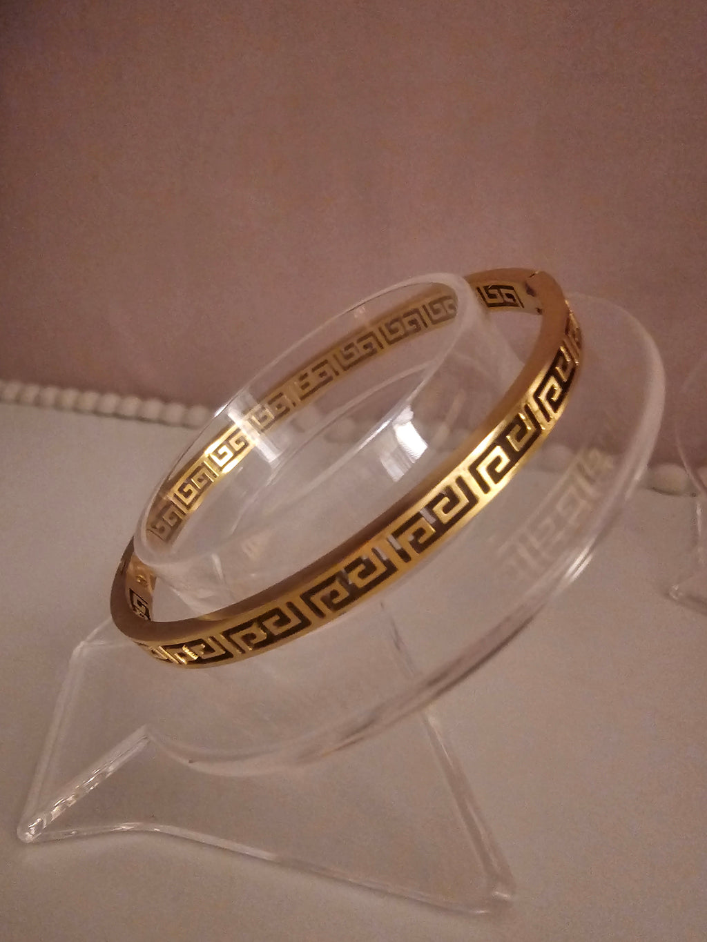 Ladies Greek Key style Gold Design Bangle