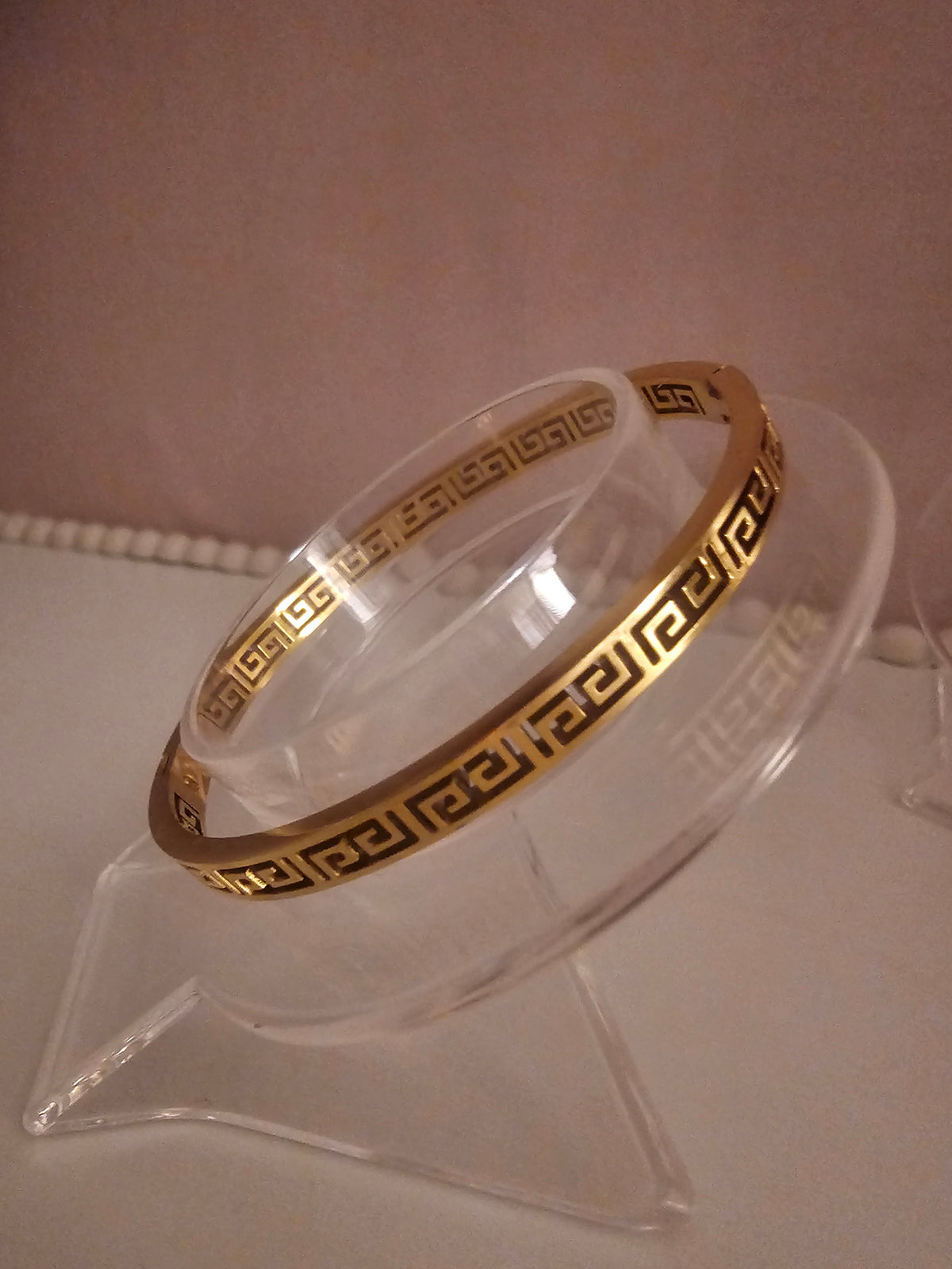 Ladies Greek Key style Gold Design Bangle