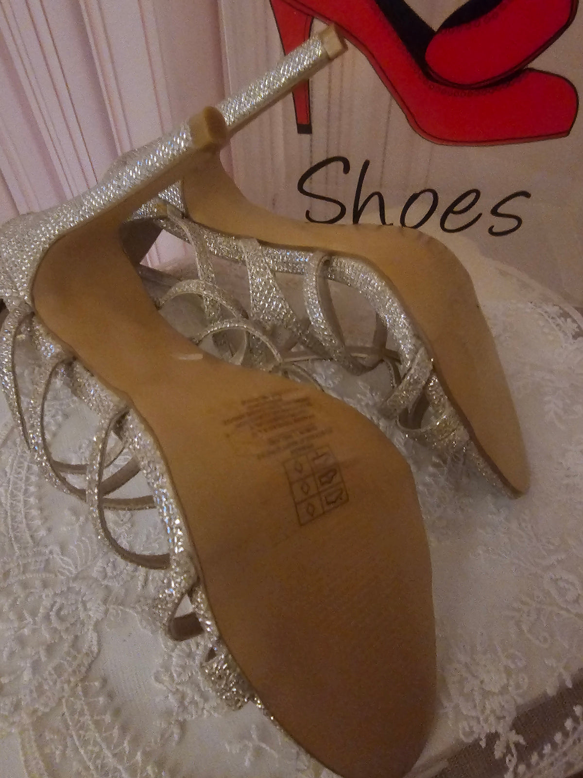 Ladies Gold Strappy Classy Heels