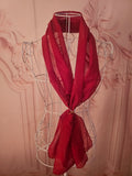 Ladies Red Chiffon Polka Dot Style Chiffon Head or Neck Scarf