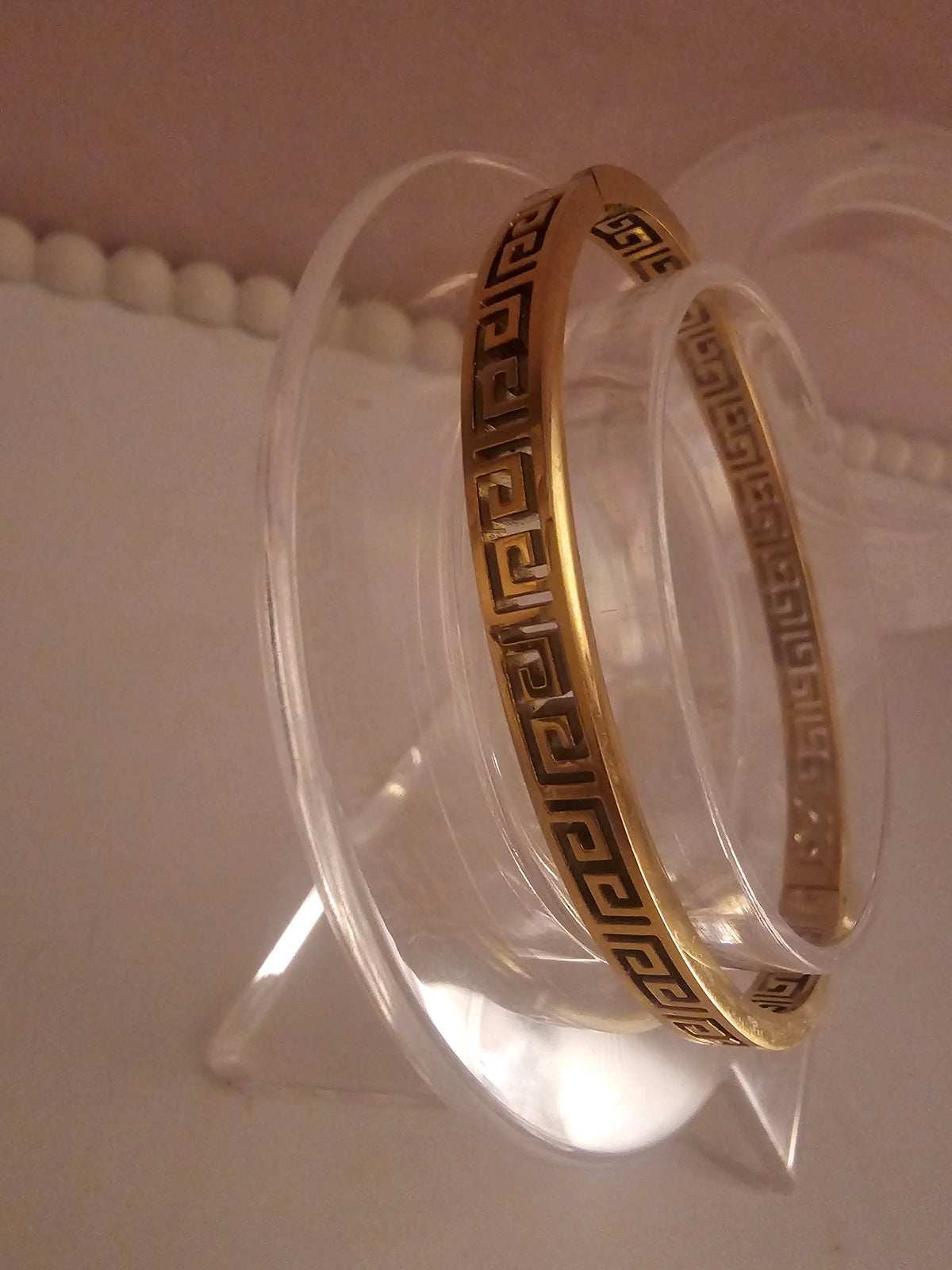 Ladies Greek Key style Gold Design Bangle