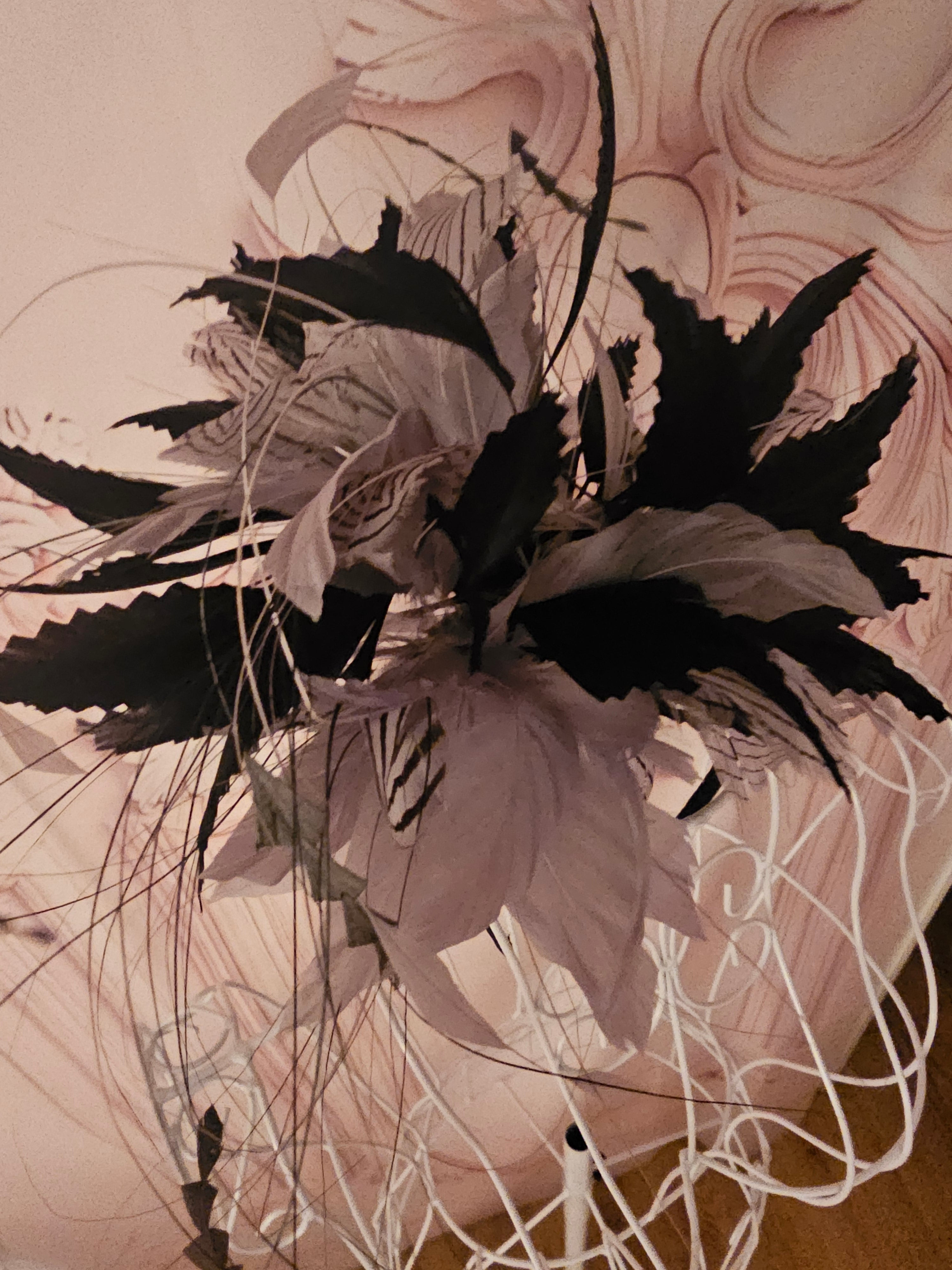 Black & Grey Feather Headband Fascinator — Dramatic & Elegant