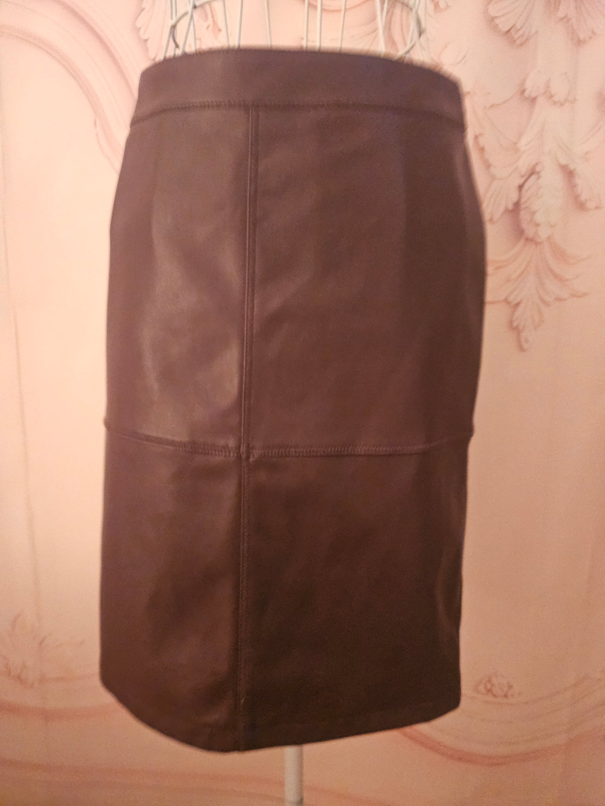Ladies Viva Leather Look Mauve Skirt