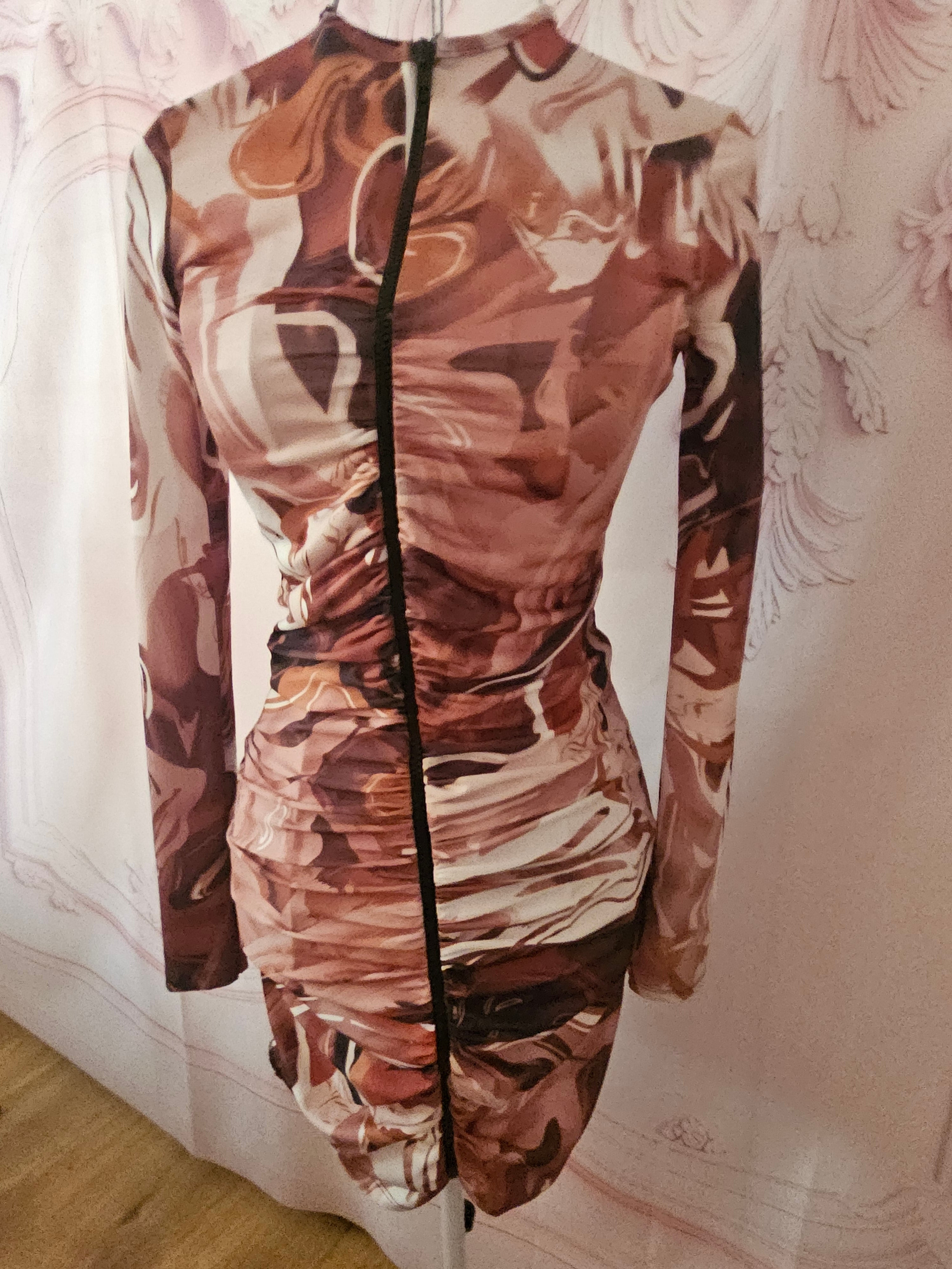 Ladies Pretty Little Thing Cream & Brown Cocktail Dress