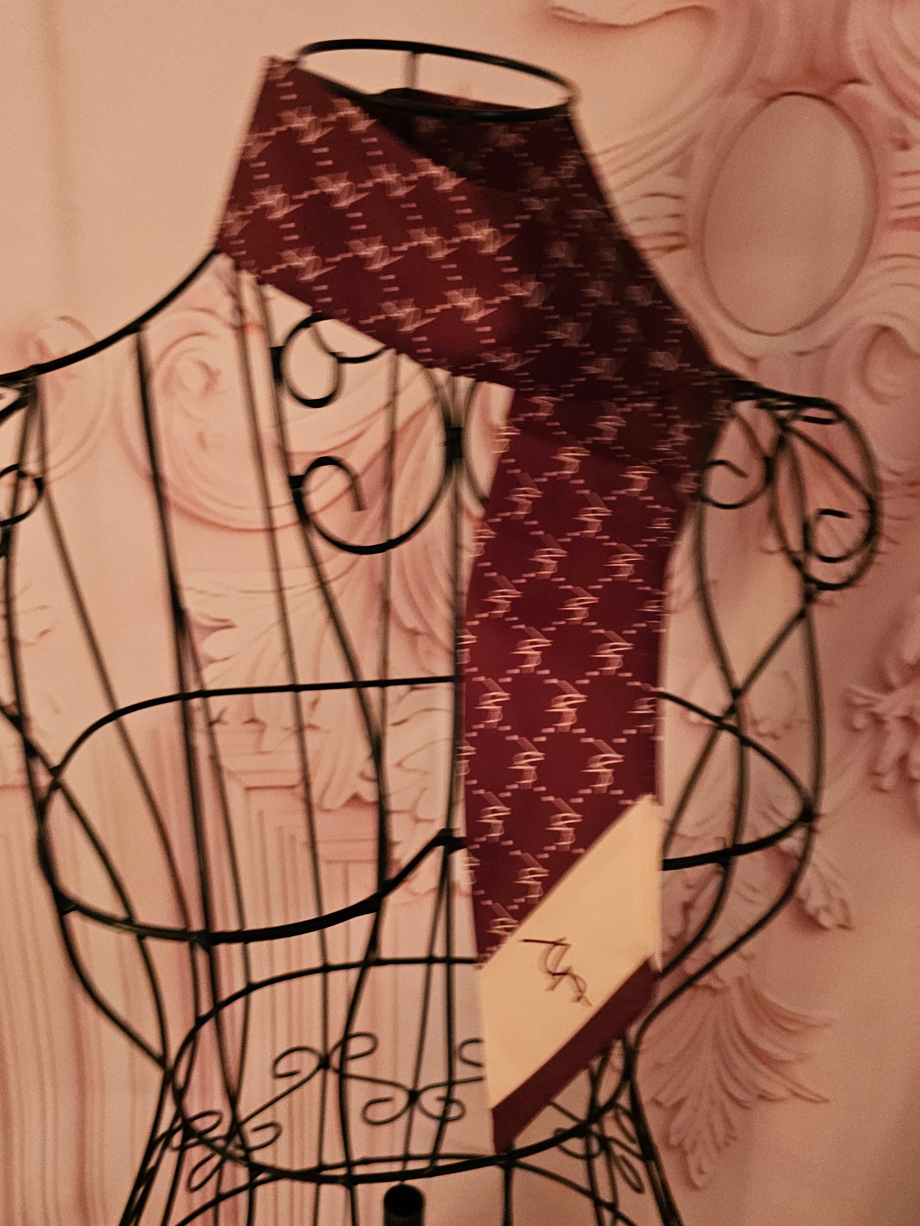 Ladies Burgundy & Cream Silk Necktie