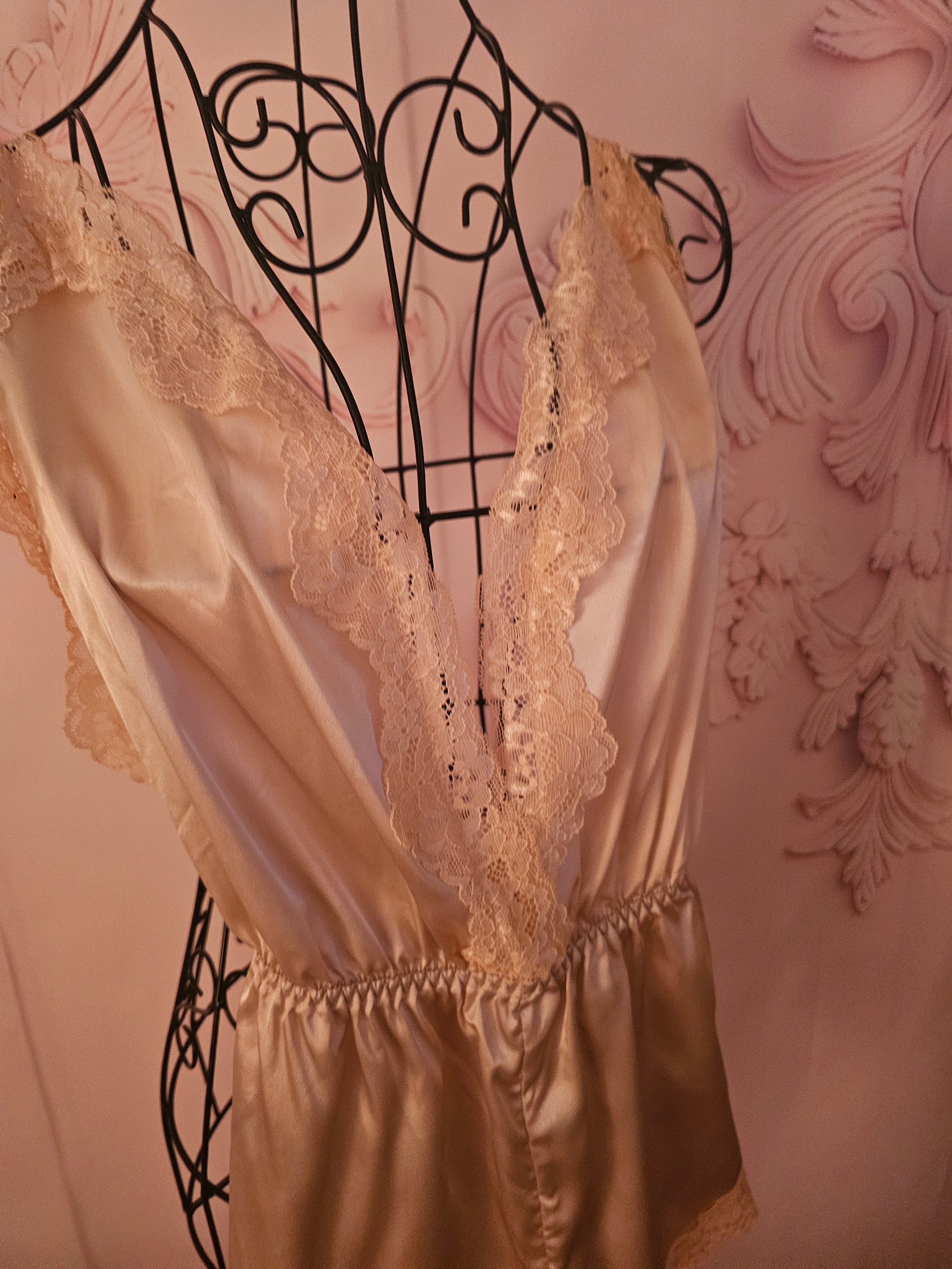 Ladies Ivory Satin Chic Backless Shorts Sleepy Playsuit