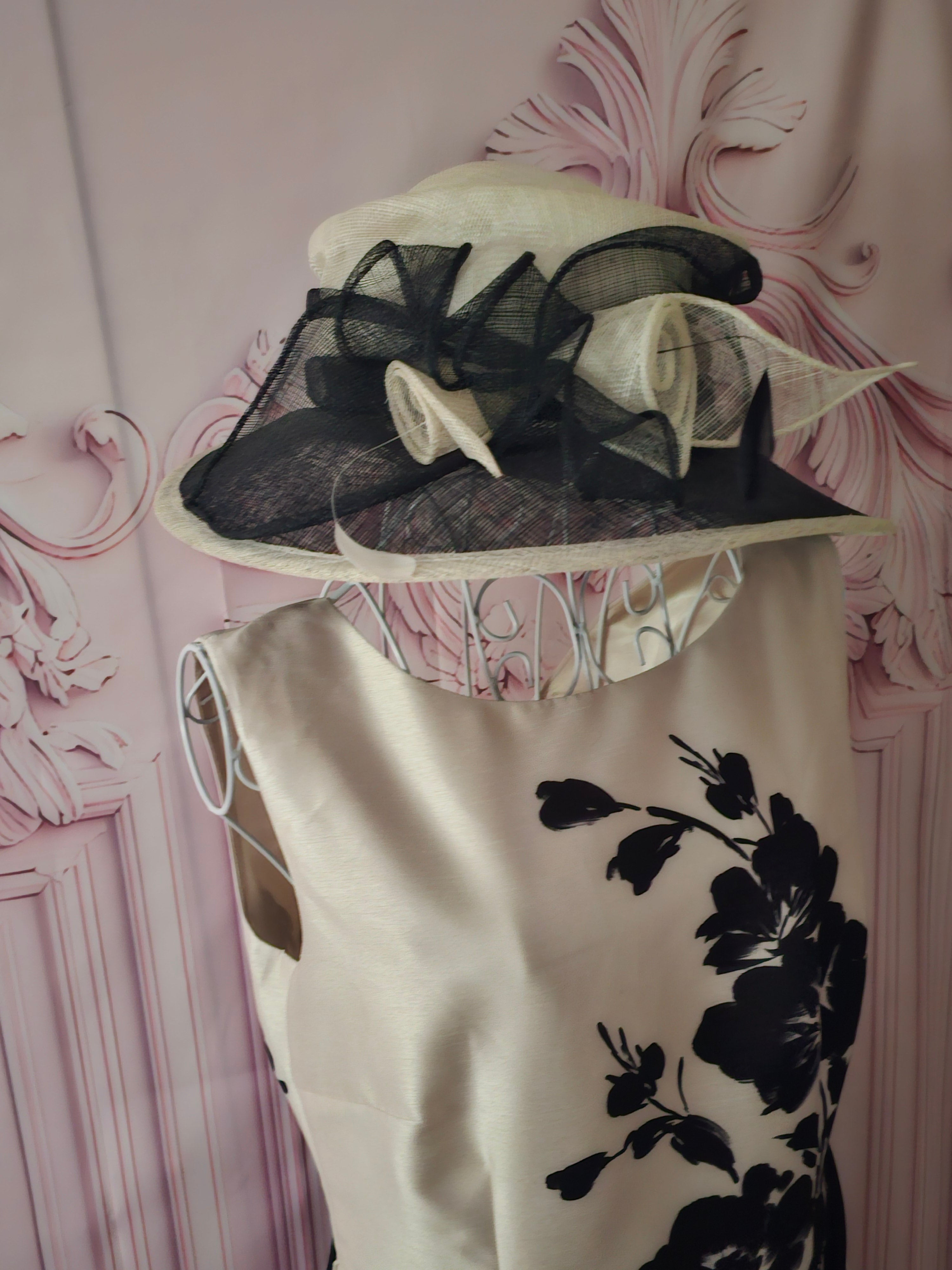Ladies Stunning Black & Cream Wedding Hat