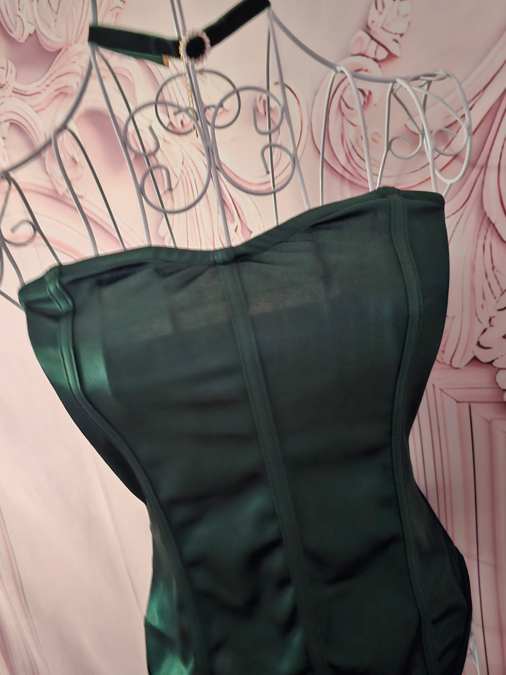 Ladies Dark Green Satin Classy Bodysuits x 2