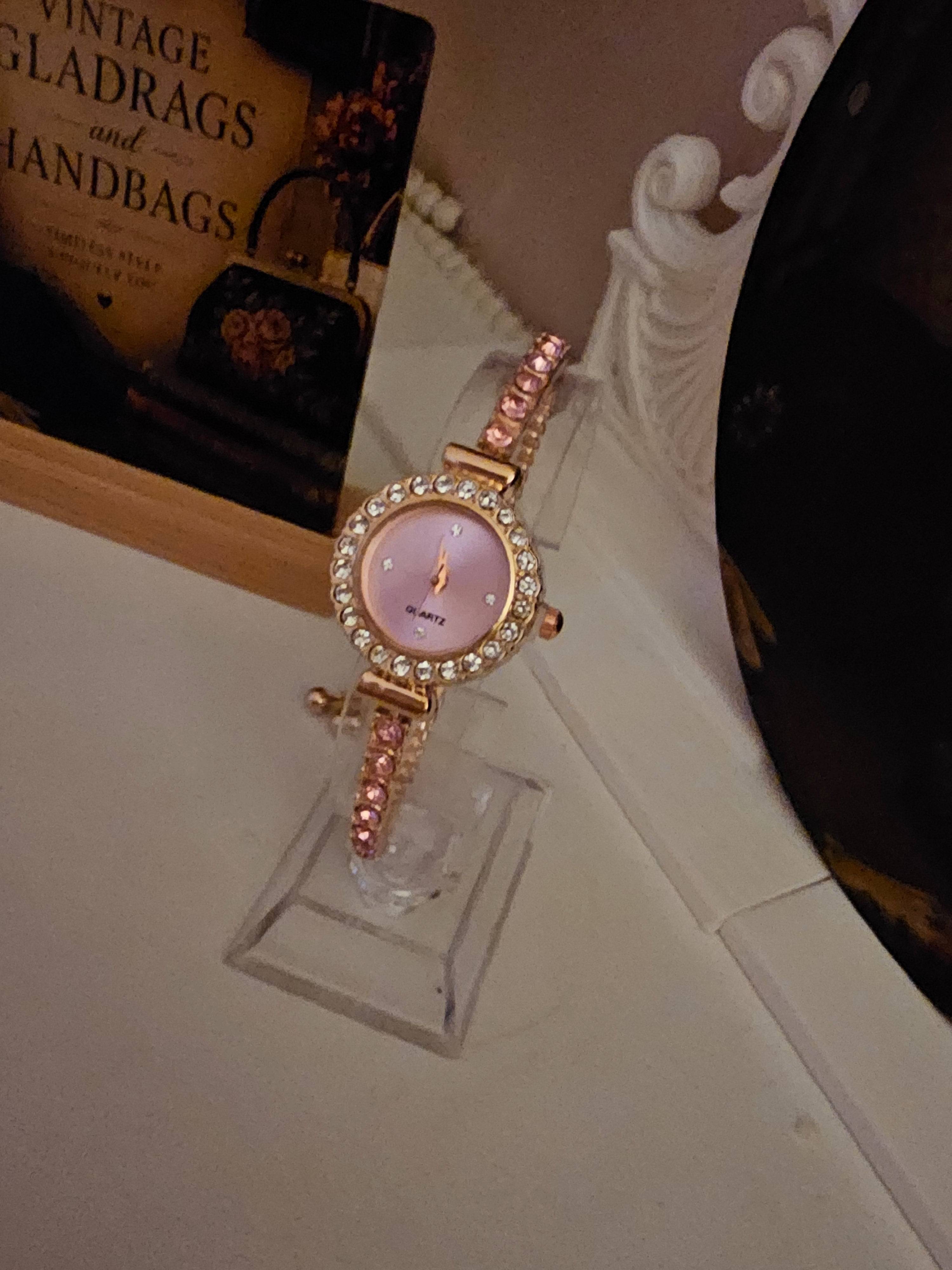Ladies elegant Pink Diamonte Bracelet Style Watch