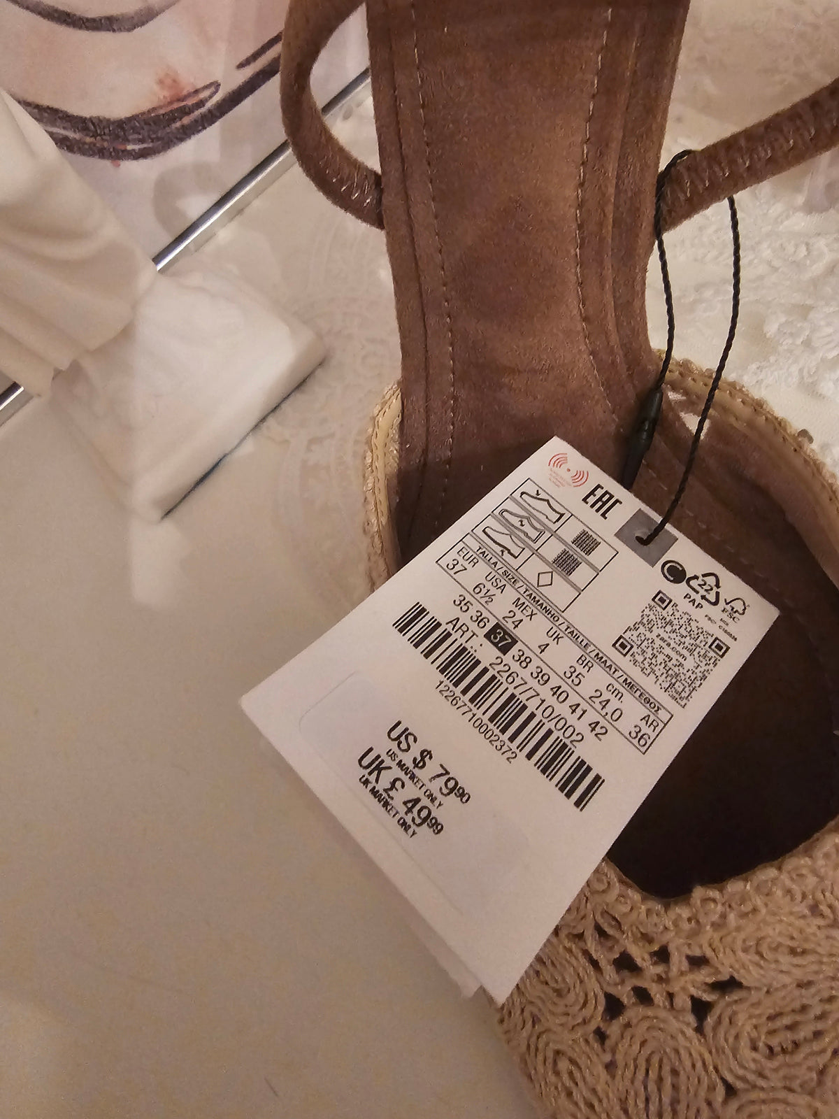 Ladies Zara Brown and Cream suede Slingback Heels