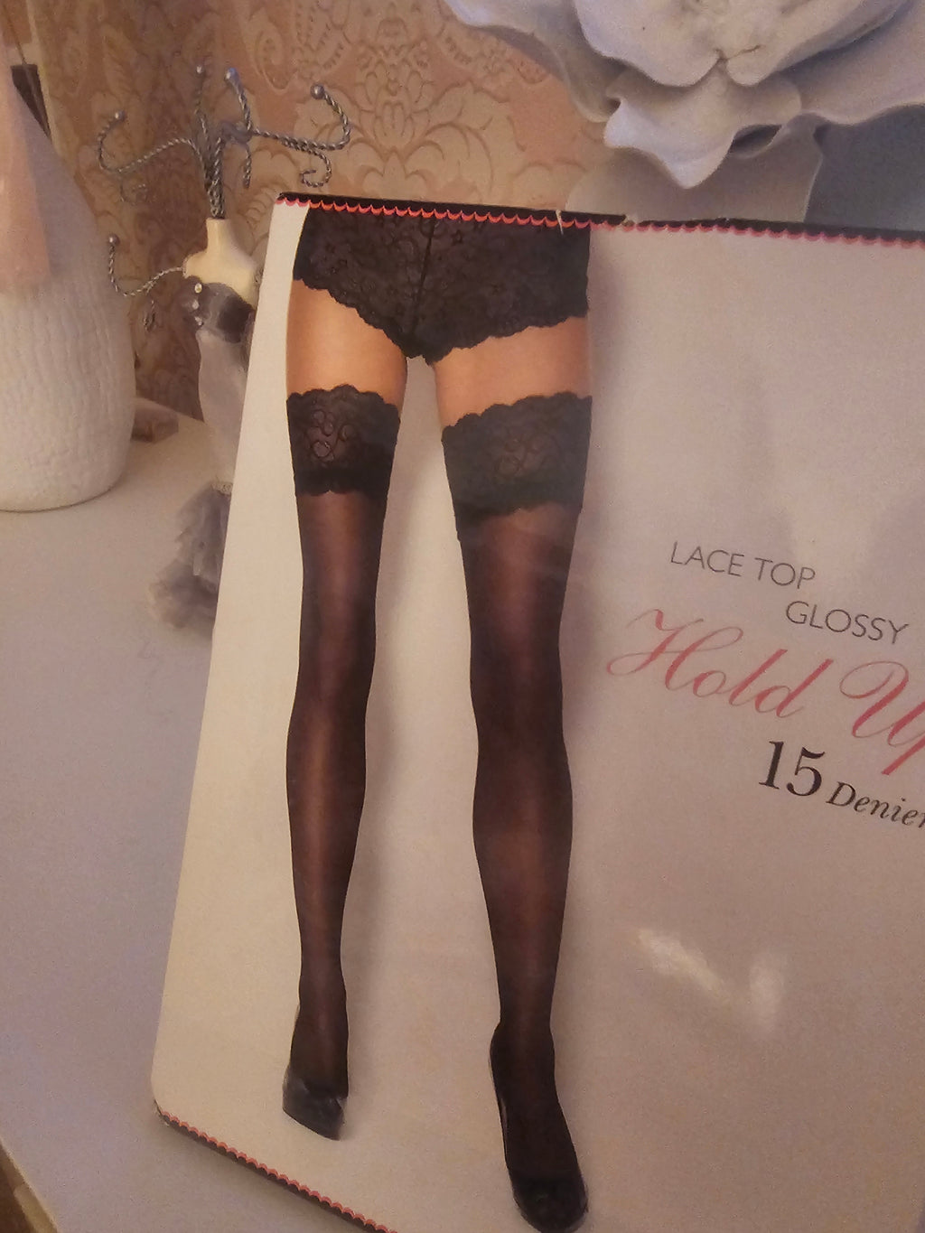 Ladies Black Sheer Luxury Boux Avenue Hold Ups