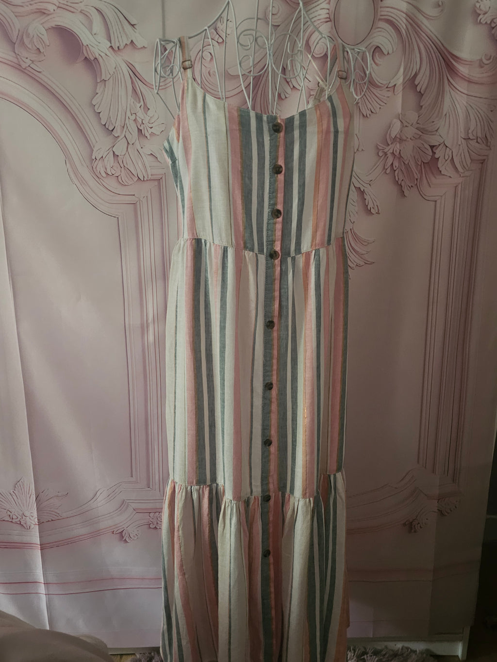 Ladies Pink & White Stripped Summer Dress